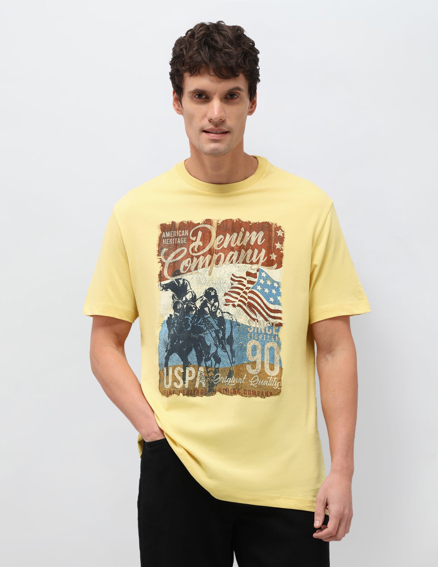 Printed Regular Fit T-Shirt Yellow - U.S. Polo Assn. India | Large