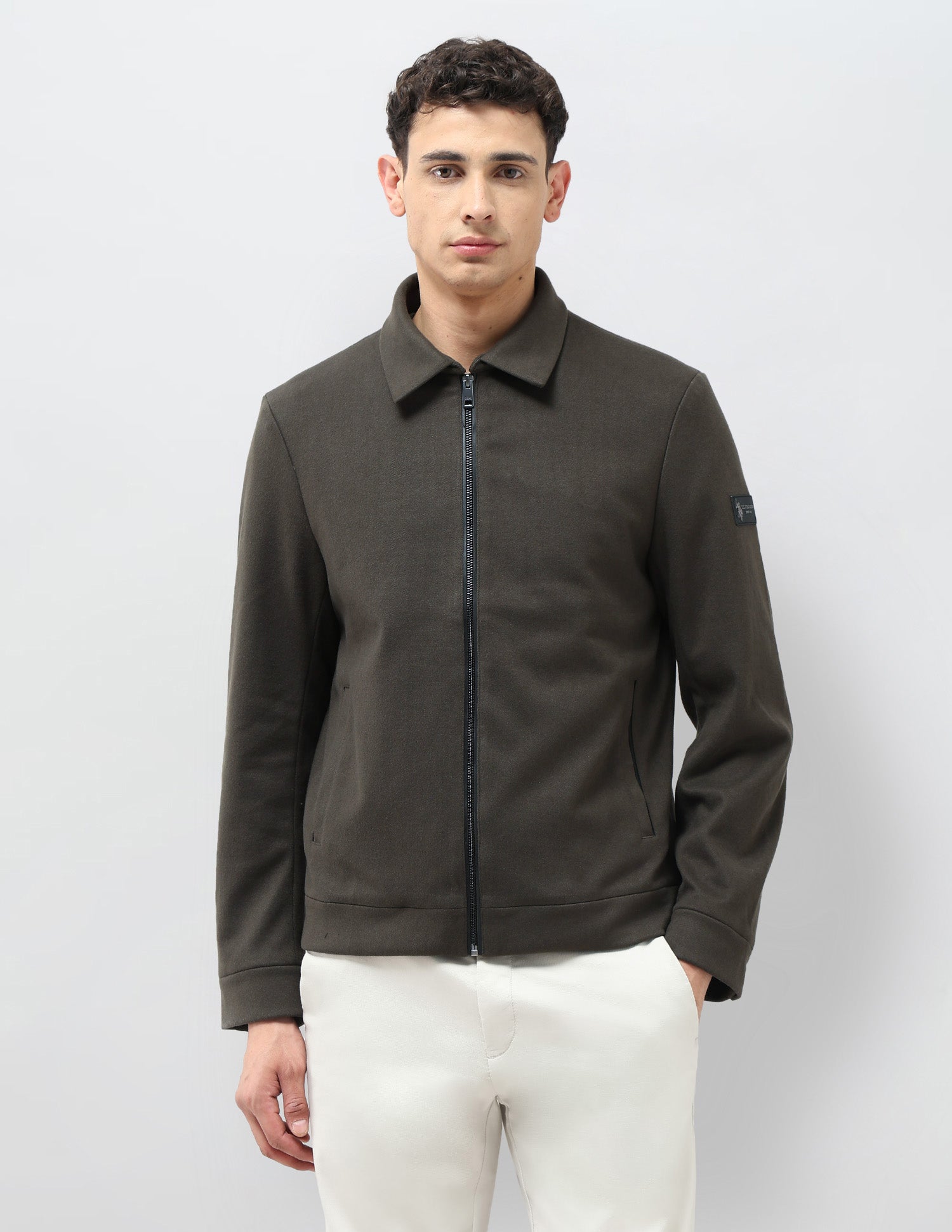 Solid Regular Fit Jacket Olive - U.S. POLO ASSN. | Large