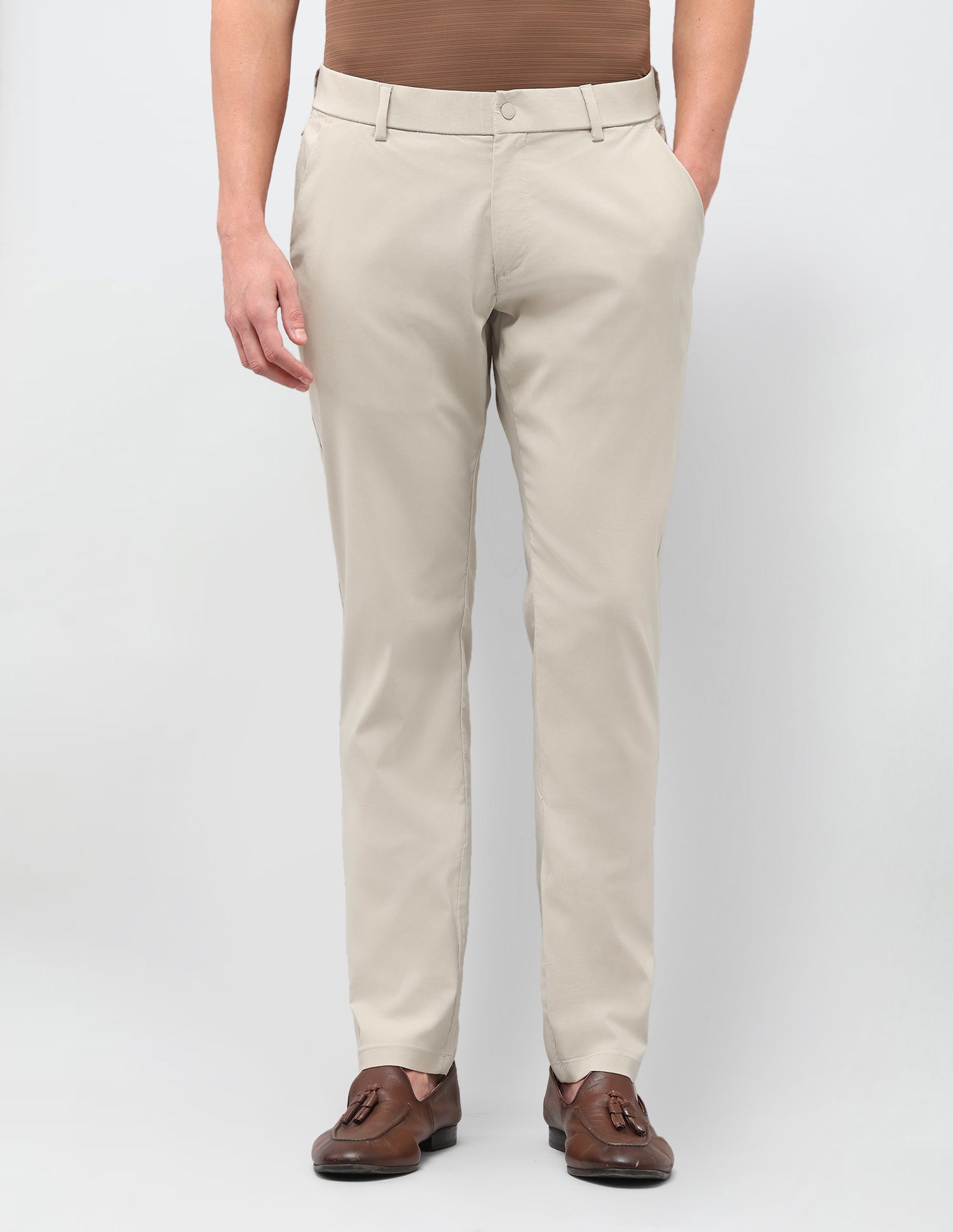 Satin Austin Slim Fit Trousers Beige - U.S. Polo Assn. India | Large