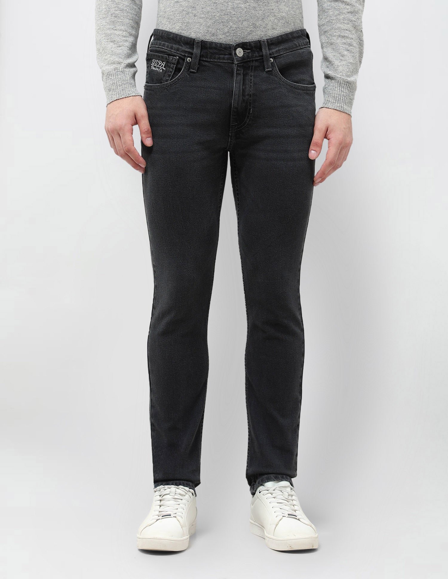 Brandon Slim Tapered Fit Whiskered Jeans Grey - U.S. POLO ASSN. | Large