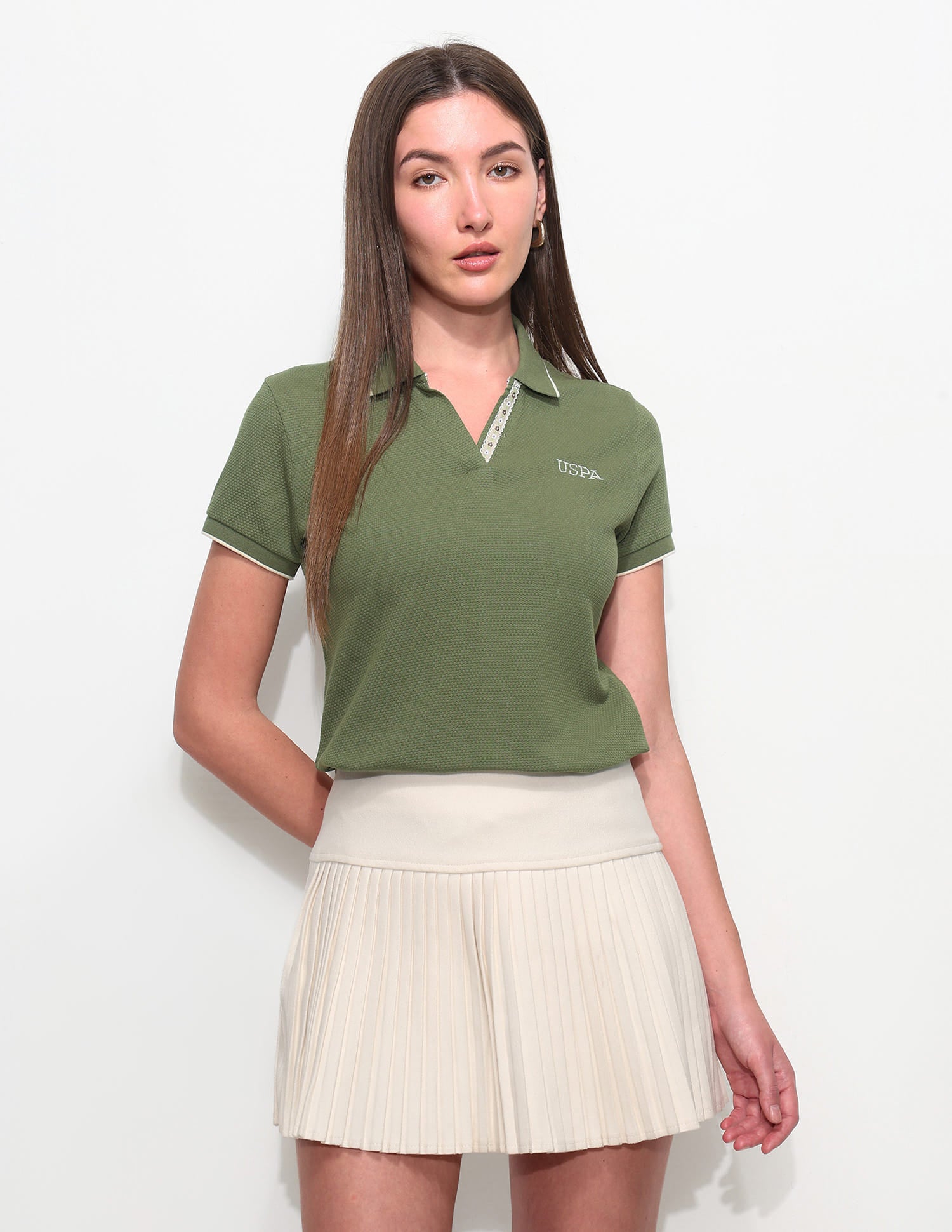 Regular Fit Textured Polo Shirt Green - U.S. Polo Assn. India | Large