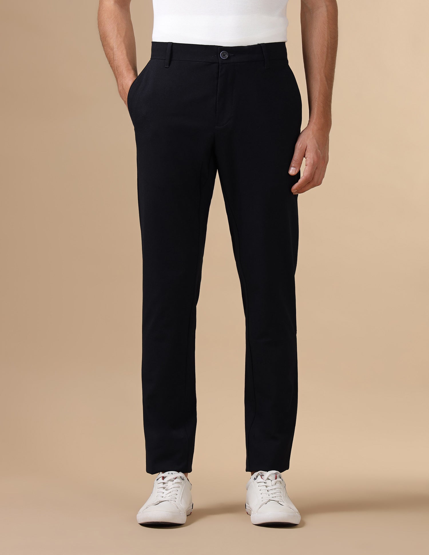 Mid Rise Satin Trousers Navy - U.S. Polo Assn. India | Large