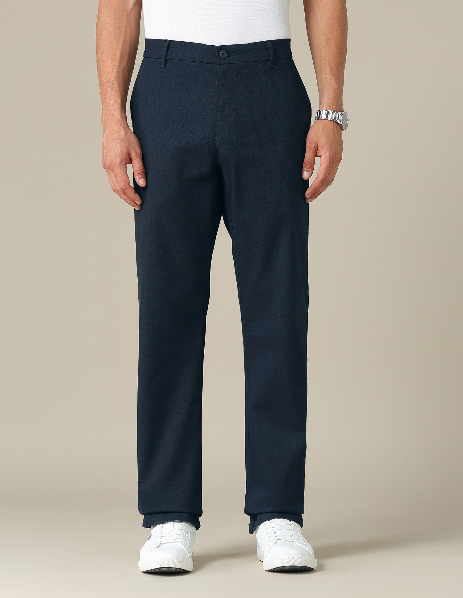 Riley Straight Fit Dobby Trousers Navy - U.S. POLO ASSN. | Large