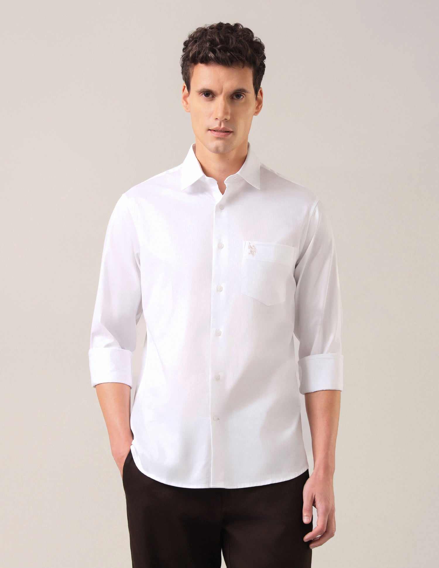 Solid Tailored Fit Shirt White - U.S. Polo Assn. India | Large