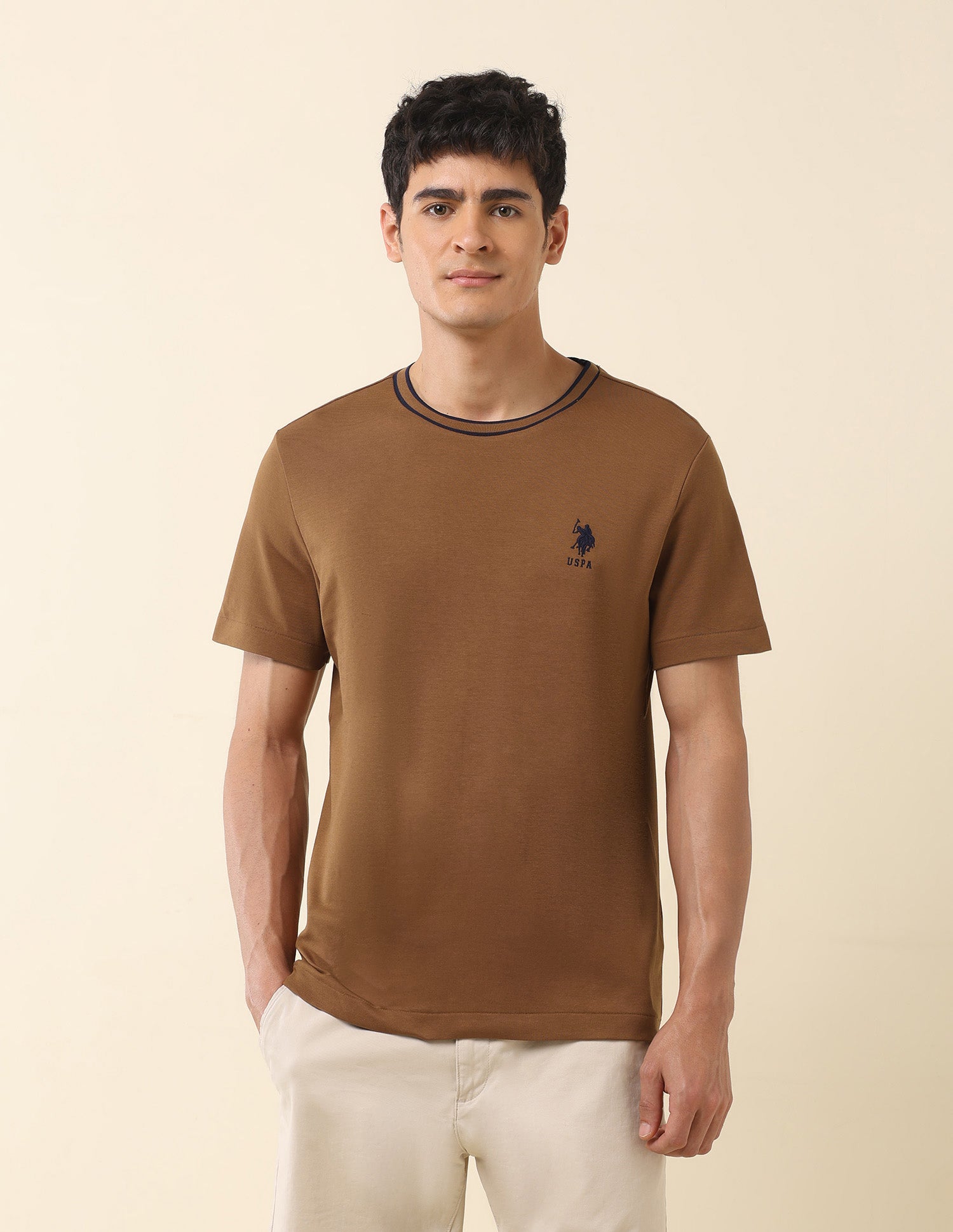 Pure Cotton Slim Fit T-Shirt Mustard - U.S. Polo Assn. India | Large