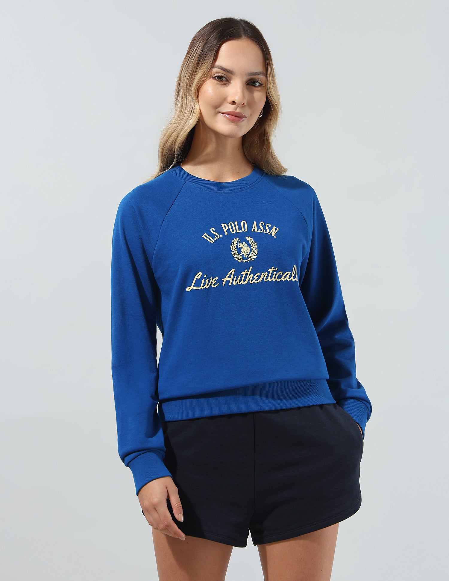 Typographic Brand Printed Relaxed Fit Sweatshirt Blue - U.S. Polo Assn. India | Large