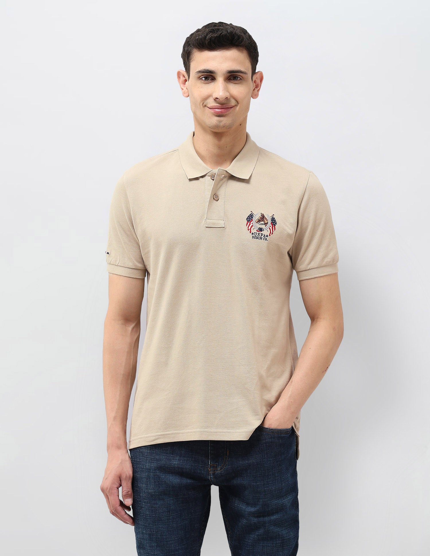 Solid Muscle Fit Polo Shirt Stone - U.S. POLO ASSN. | Large