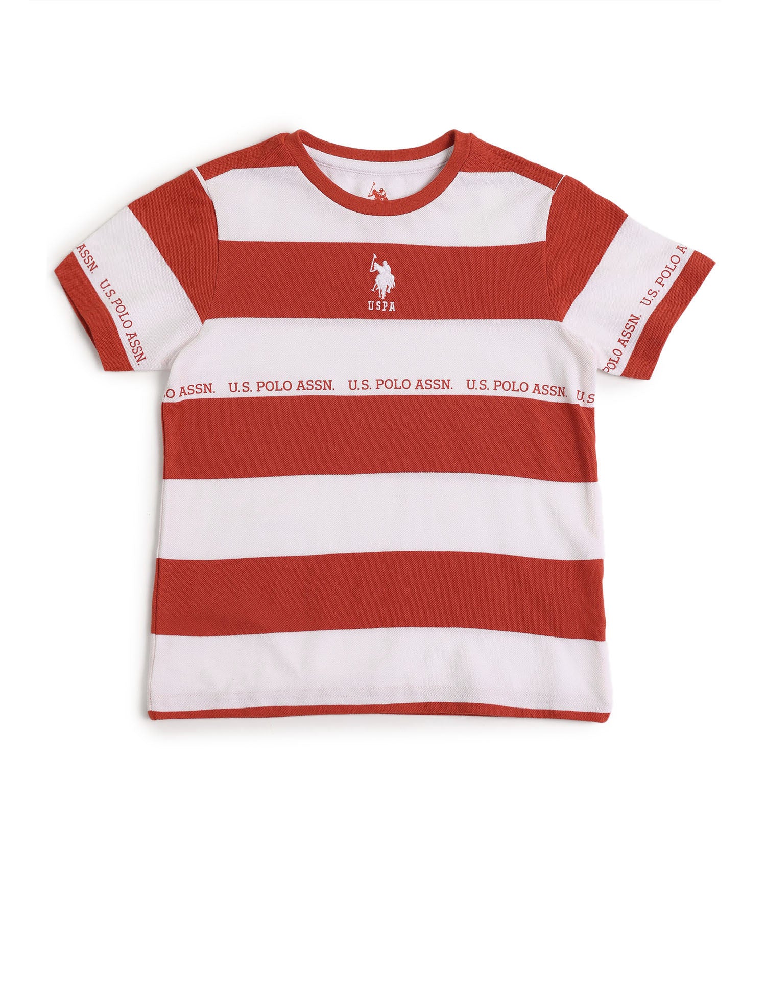 Boys Horizontal Striped Regular Fit T-Shirt Dark Orange - U.S. POLO ASSN. | Large