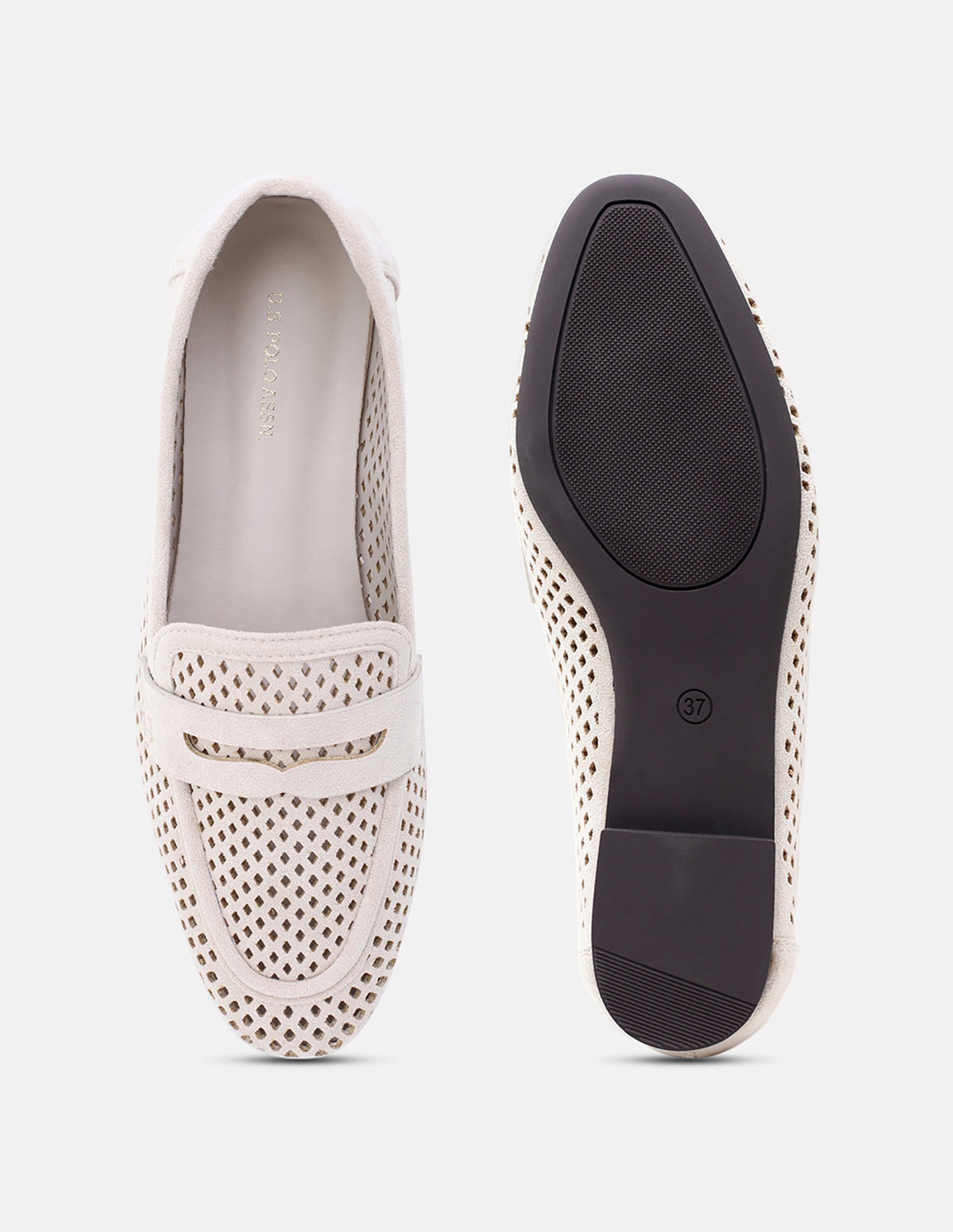 Mesh Textured Outsole Avenoir Loafers Off White - U.S. Polo Assn. India | Large