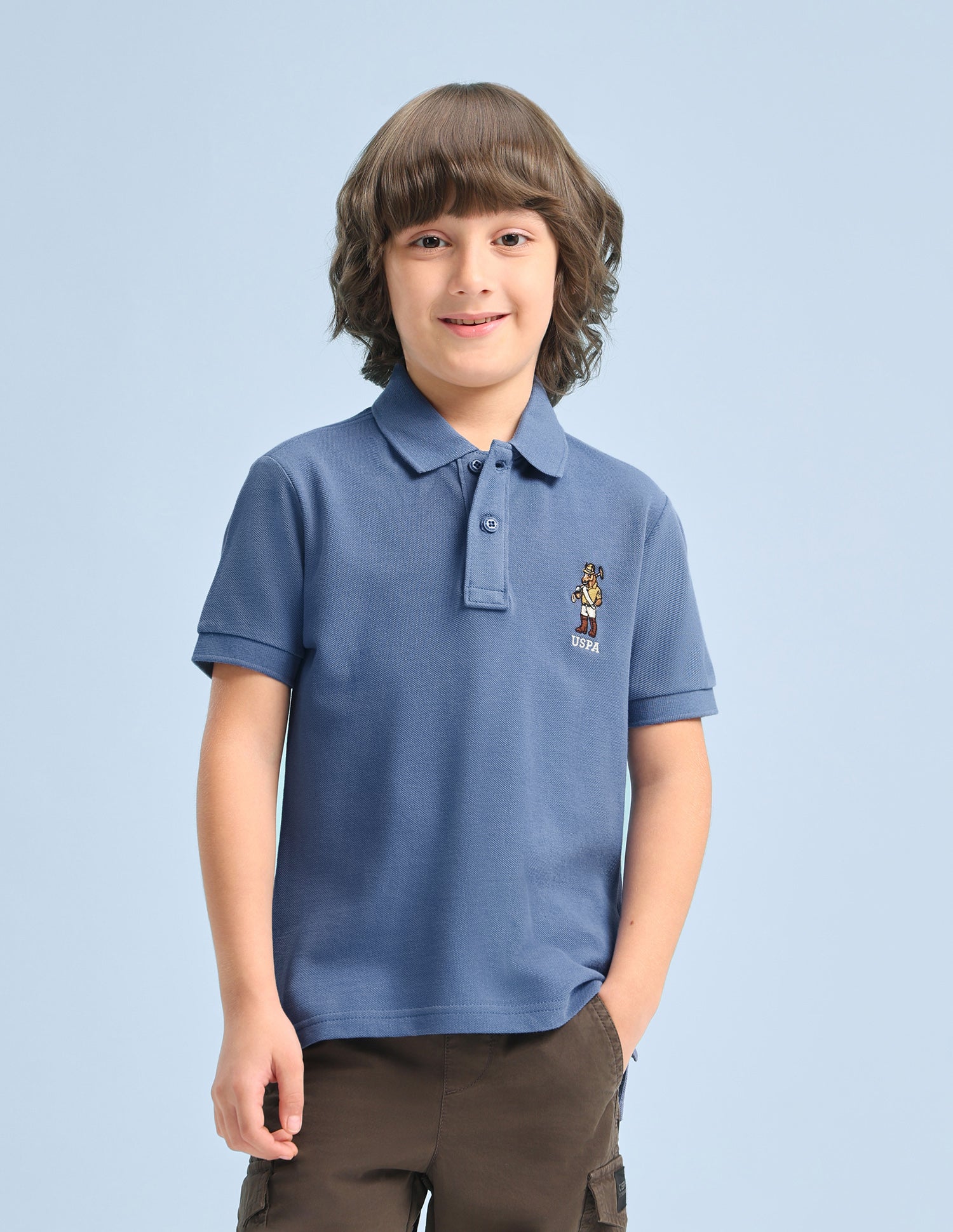 Solid Regular Fit Polo Shirt Blue - U.S. Polo Assn. India | Large