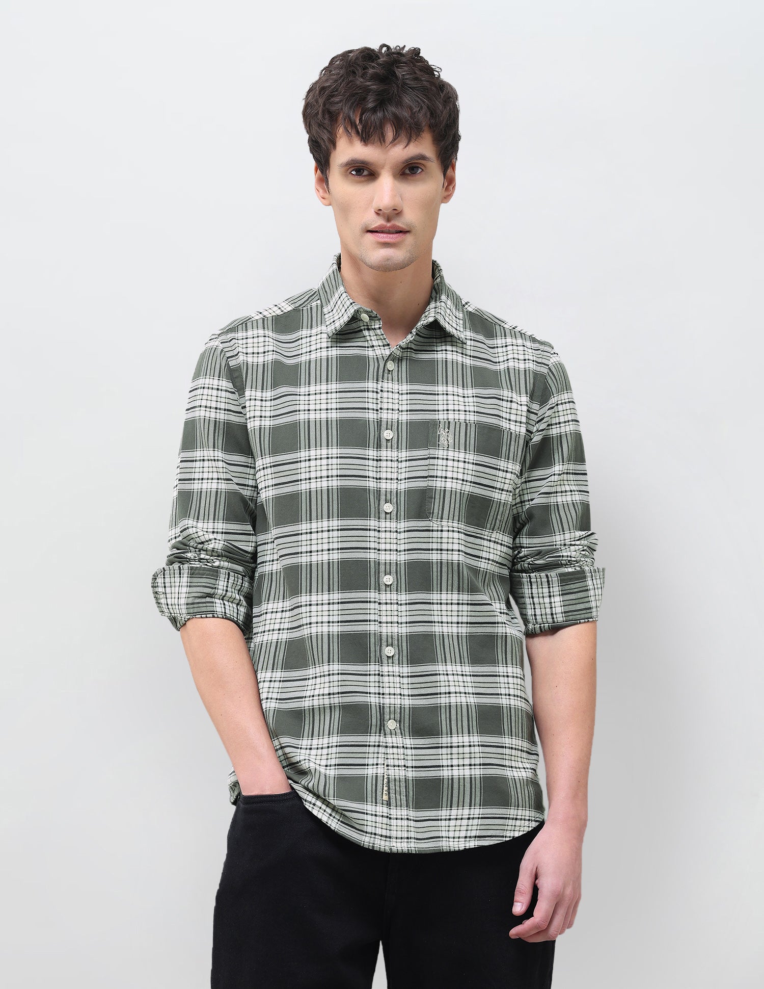 Twill Tartan Checked Shirt Olive - U.S. Polo Assn. India | Large