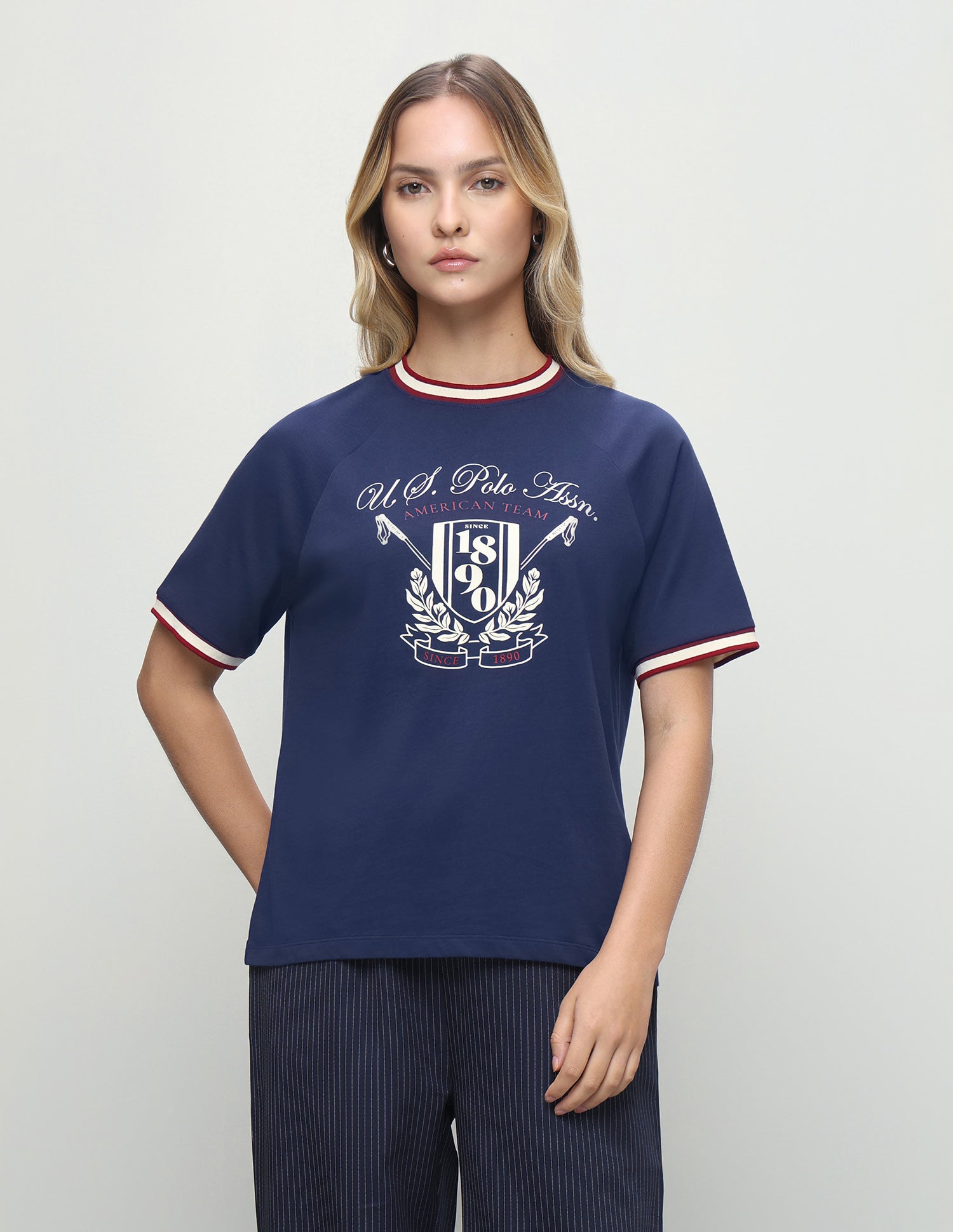 Graphic Brand Printed Boxy Fit T-Shirt Dark Blue - U.S. Polo Assn. India | Large