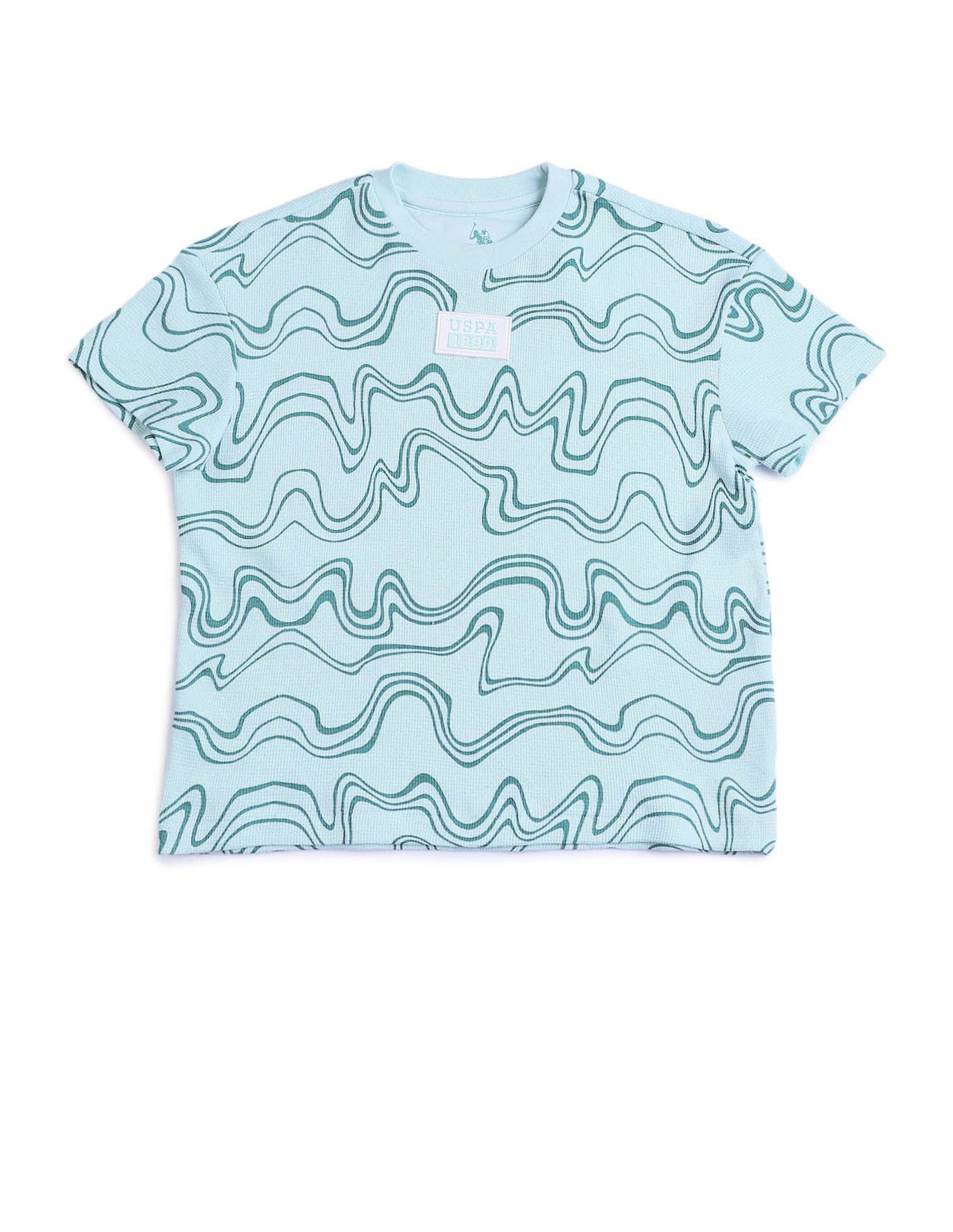 Boys Abstract Printed Regular Fit T-Shirt Light Blue - U.S. POLO ASSN. | Large