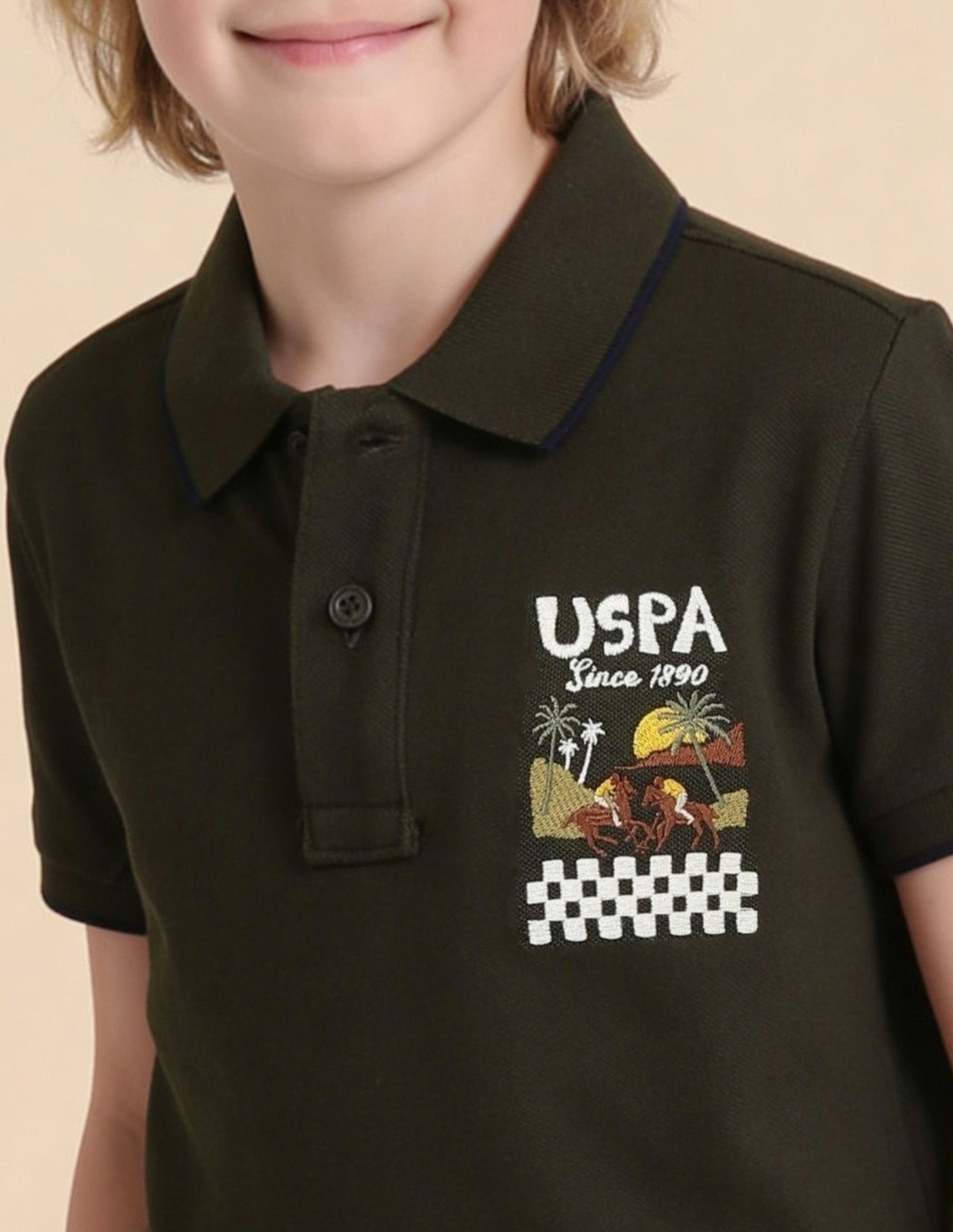 Graphic Brand Printed Regular Fit Polo Shirt Dark Green - U.S. Polo Assn. India | Large