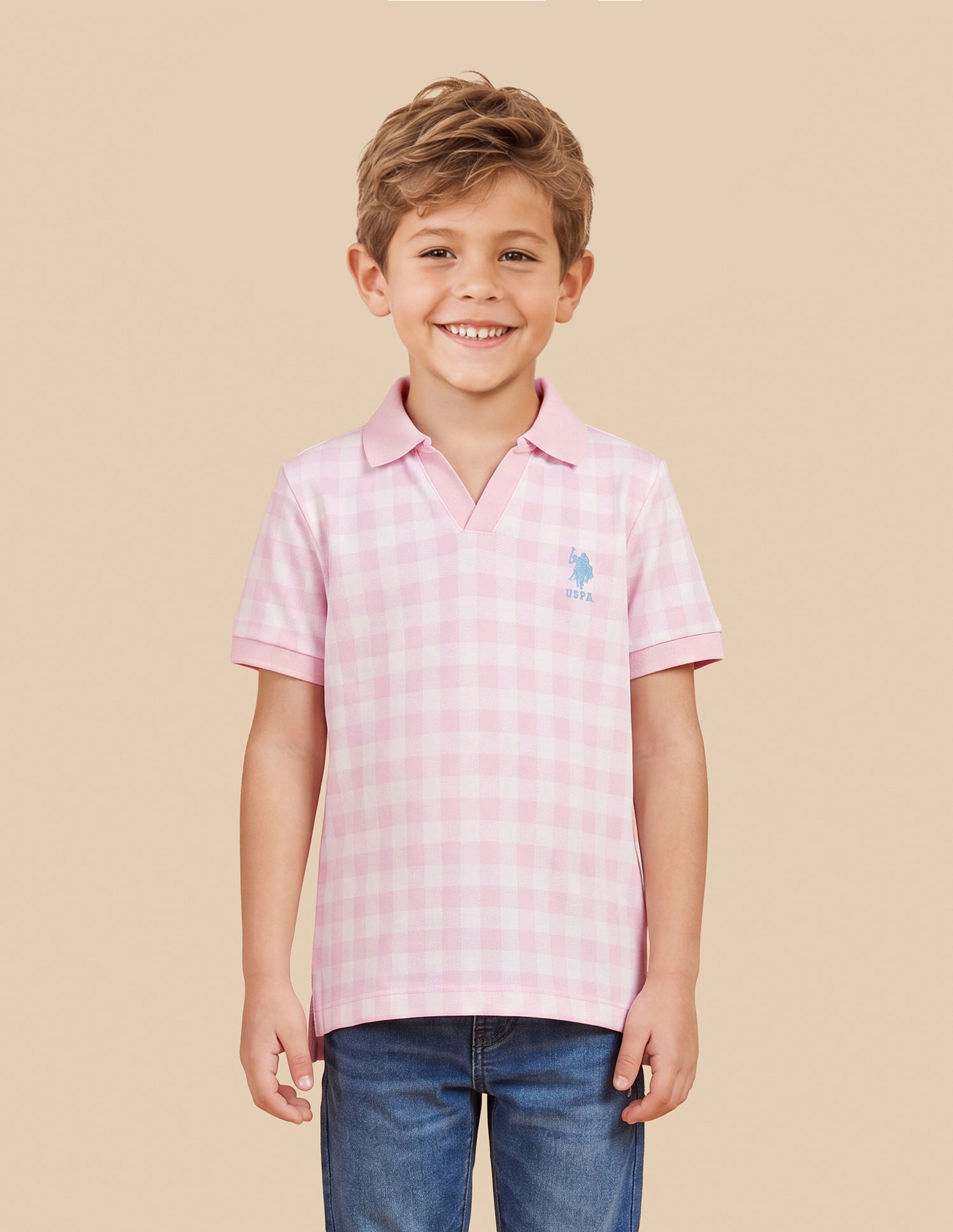 Checked Regular Fit Polo Shirt Light Pink - U.S. Polo Assn. India | Large