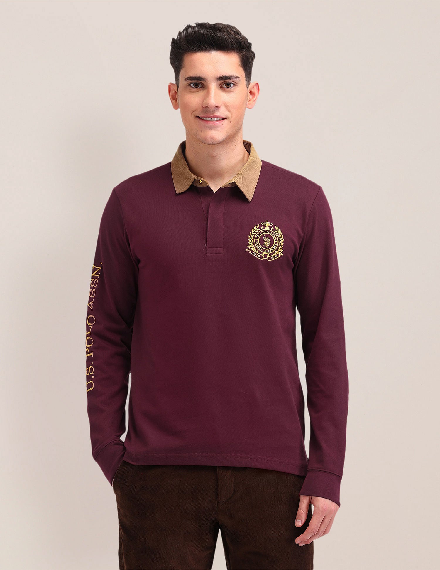Slim Fit Brand Embroidered Polo Shirt Maroon - U.S. POLO ASSN. | Large