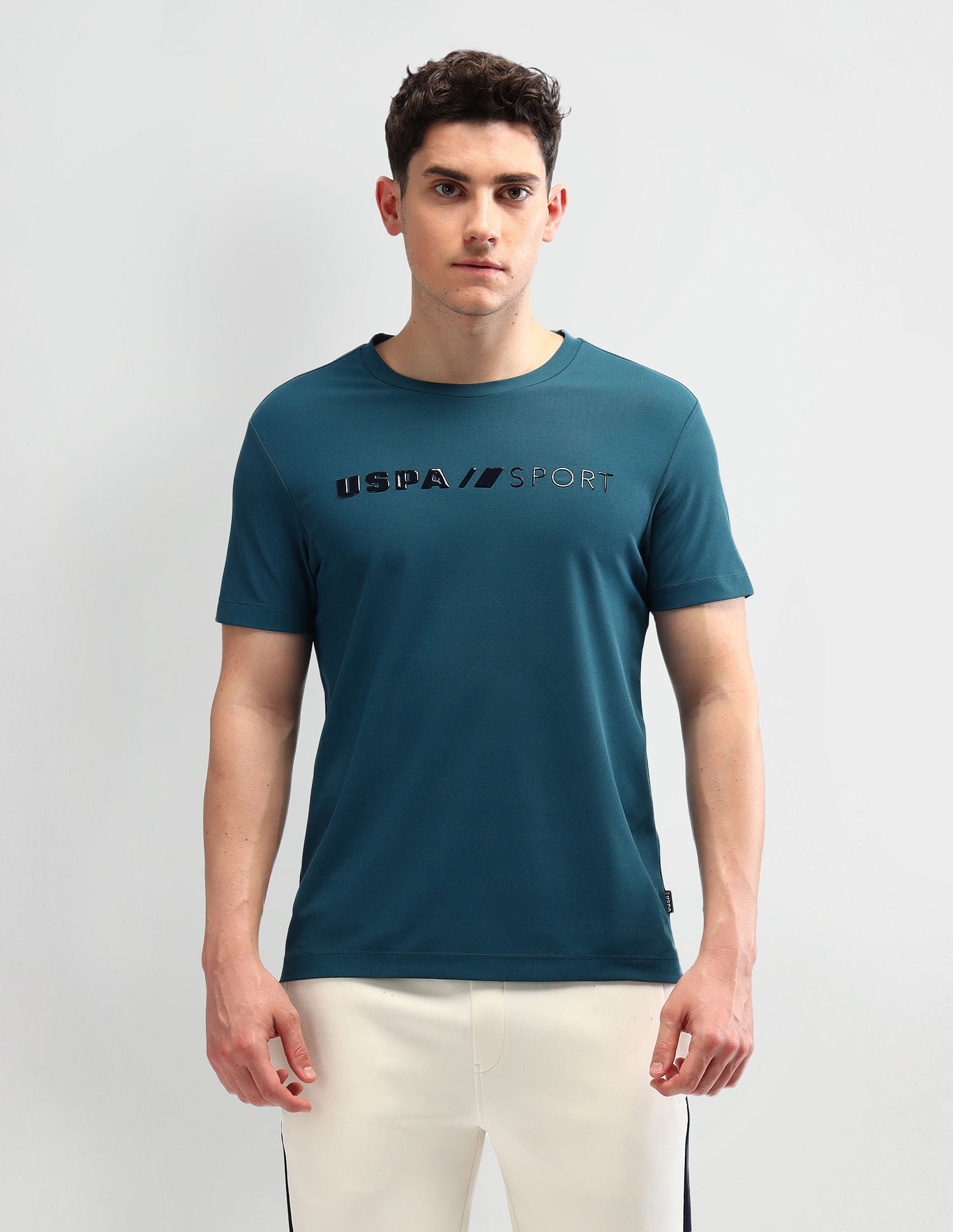 Slim Fit Brand Printed T-Shirt Teal - U.S. Polo Assn. India | Large