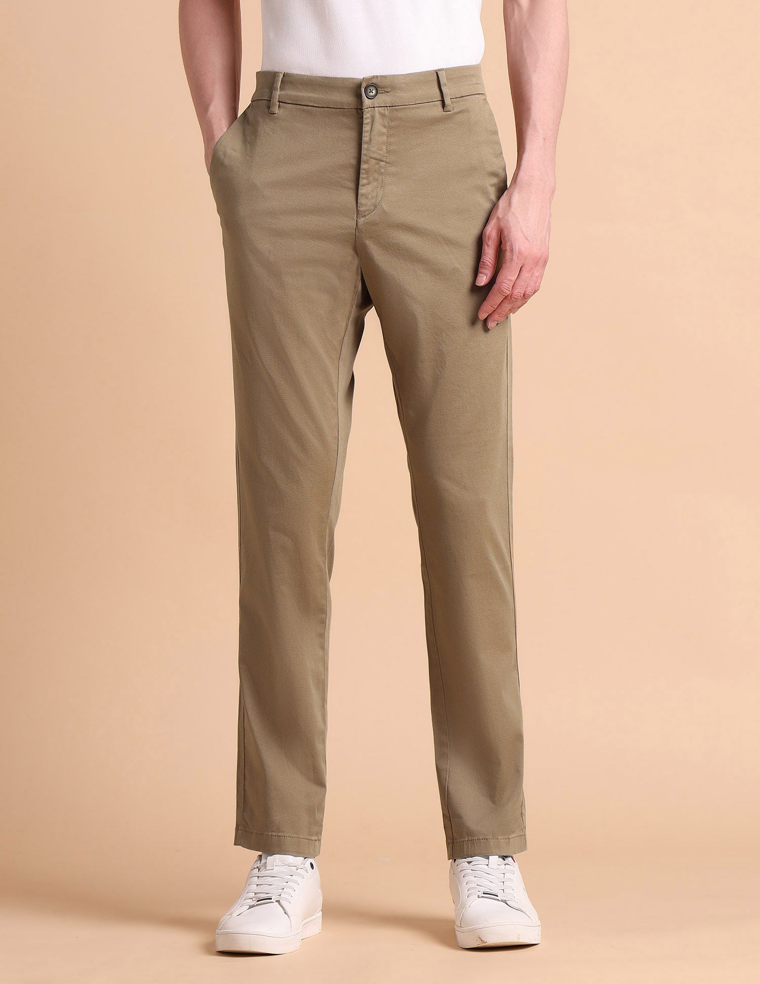 Super Slim Fit Satin Chinos Khaki - U.S. POLO ASSN. | Large