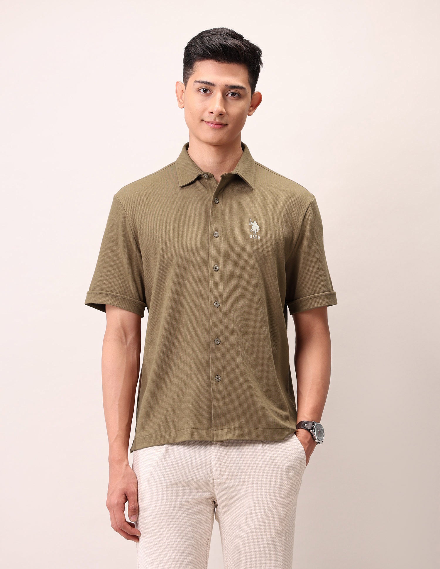 Relaxed Fit Pure Cotton Outdoor Shirt Brown - U.S. POLO ASSN. | Large