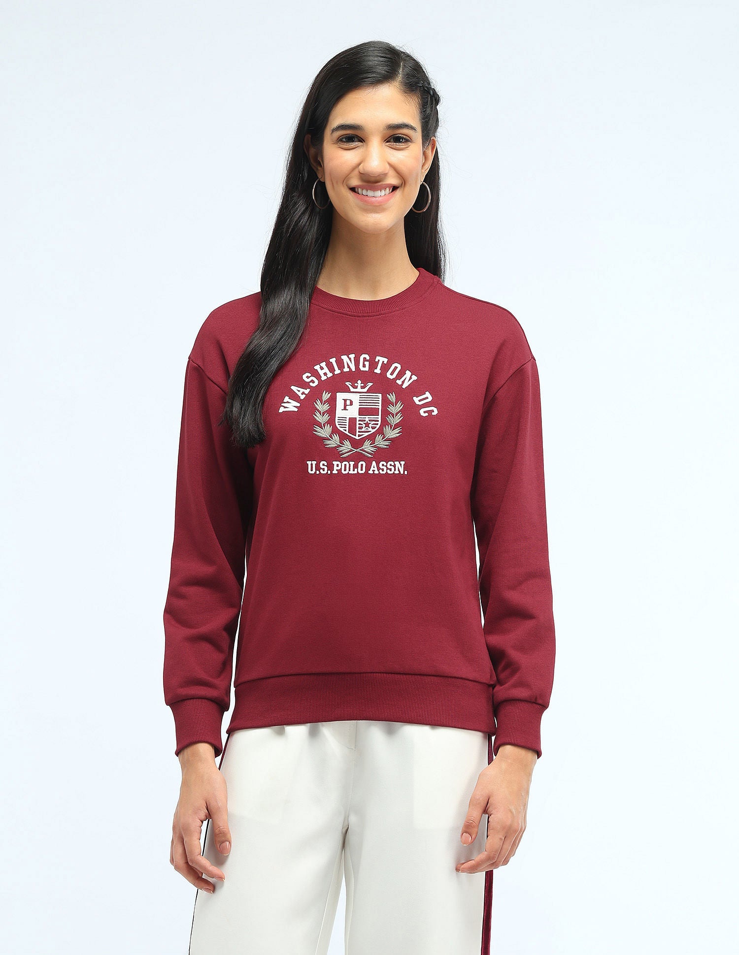 Brand Printed Regular Fit Sweatshirt Maroon - U.S. POLO ASSN. | Large