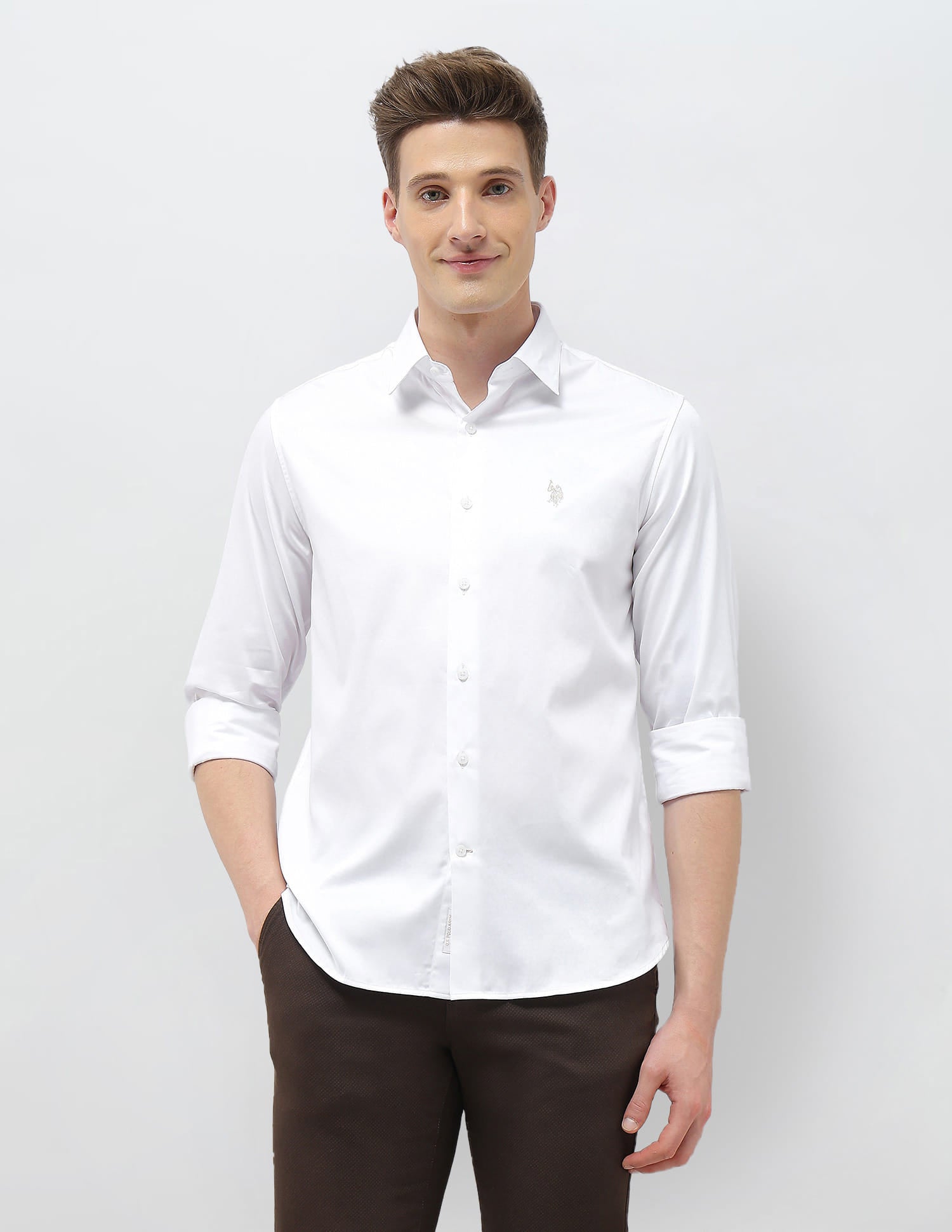 Solid Tailored Fit Shirt White - U.S. Polo Assn. India | Large