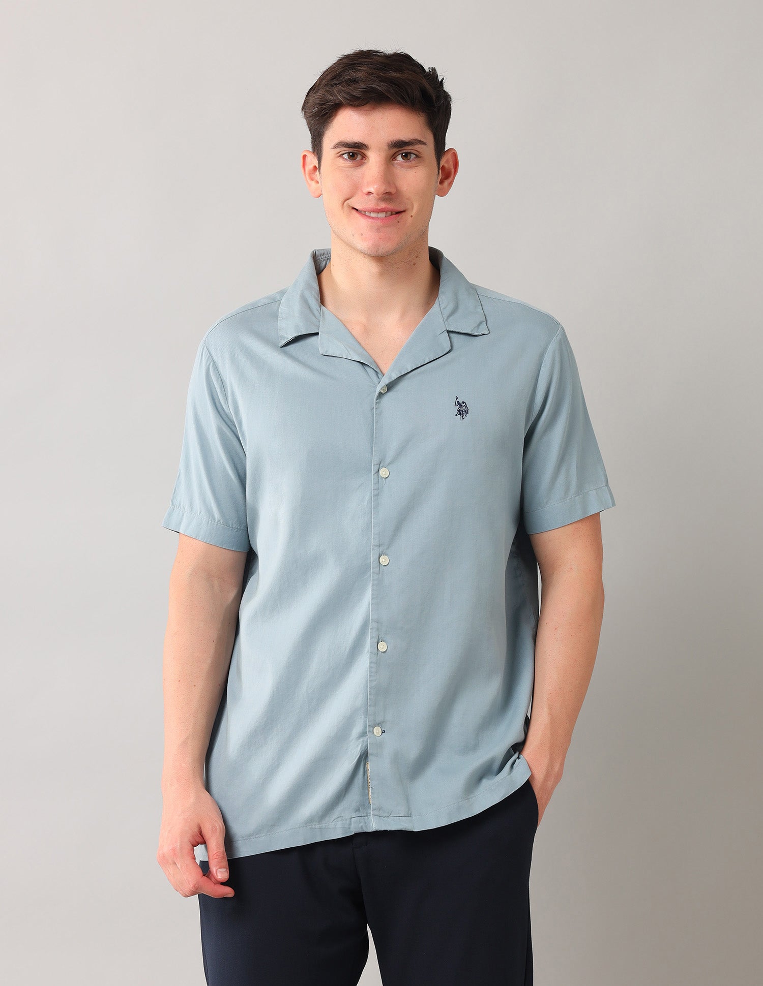 Relaxed Fit Solid Shirt Grey - U.S. POLO ASSN. | Large