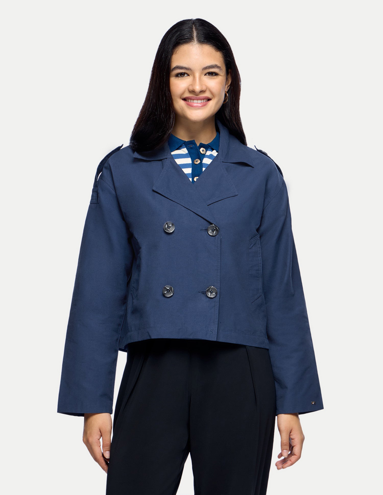 Cropped Boxy Twill Jacket Navy - U.S. Polo Assn. India | Large