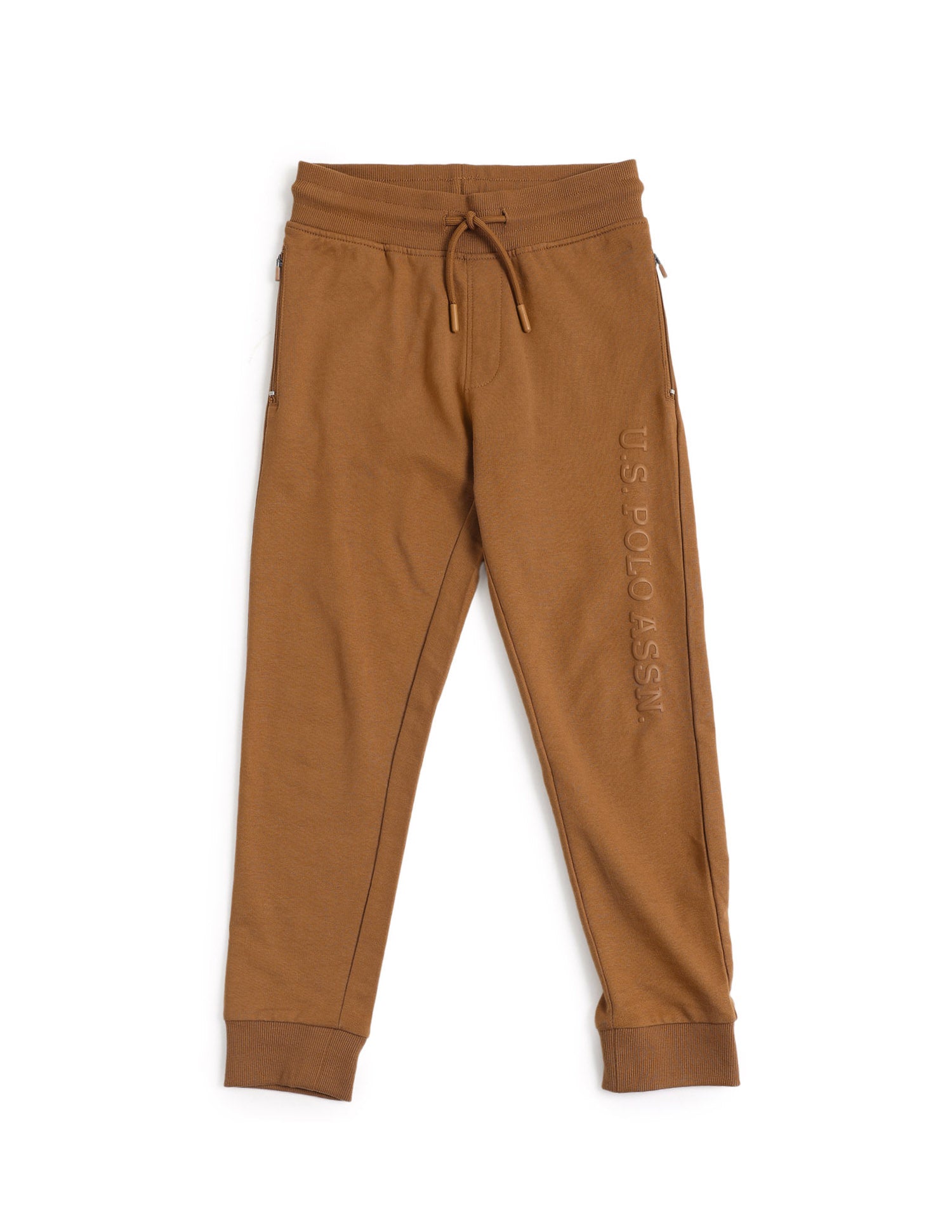 Boys Solid Pure Cotton Track Pants Brown - U.S. POLO ASSN. | Large