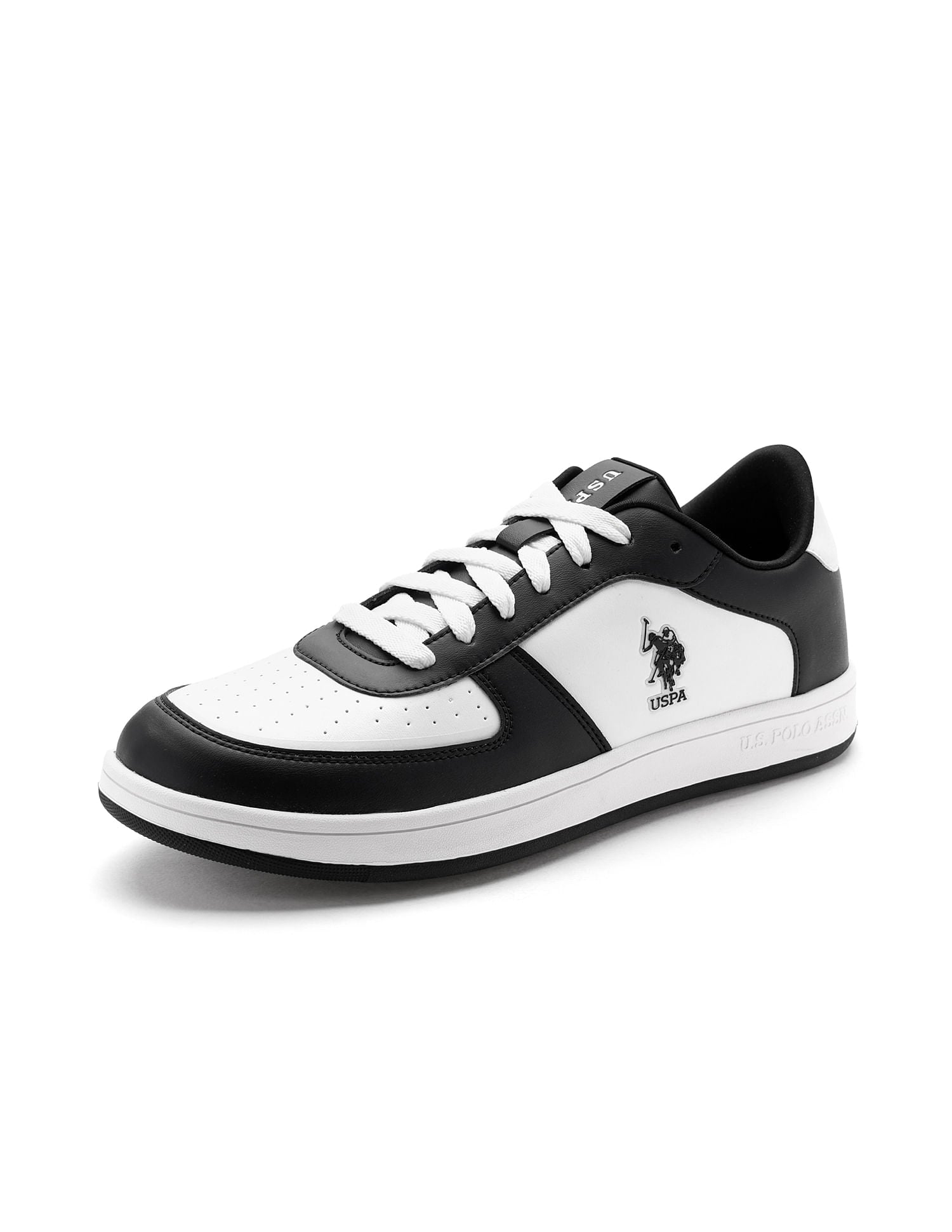 Men Rein 2.0 Black Retro Court Sneakers Black and White - U.S. Polo Assn. India | Large