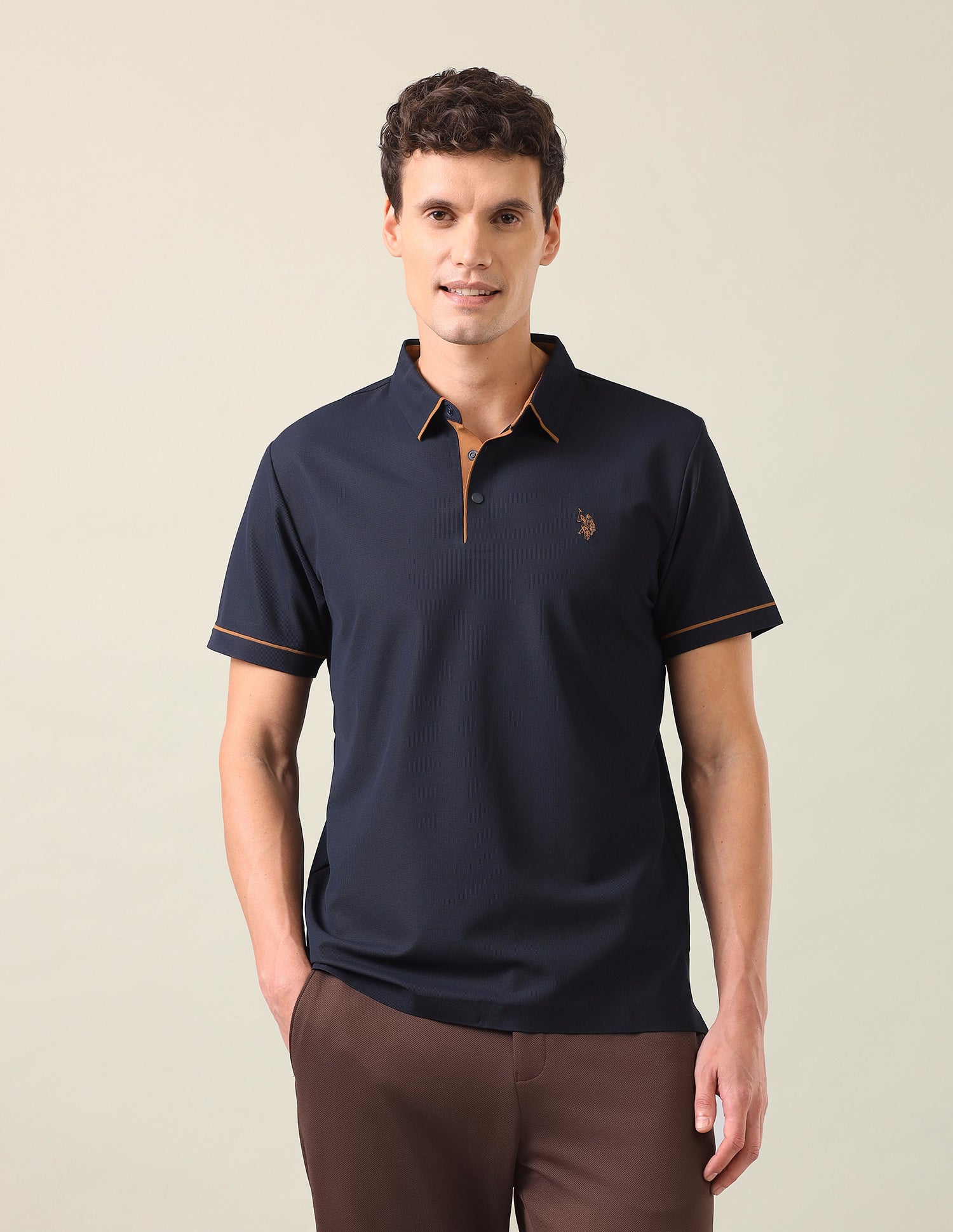 Solid Slim Fit Polo Shirt Navy - U.S. Polo Assn. India | Large
