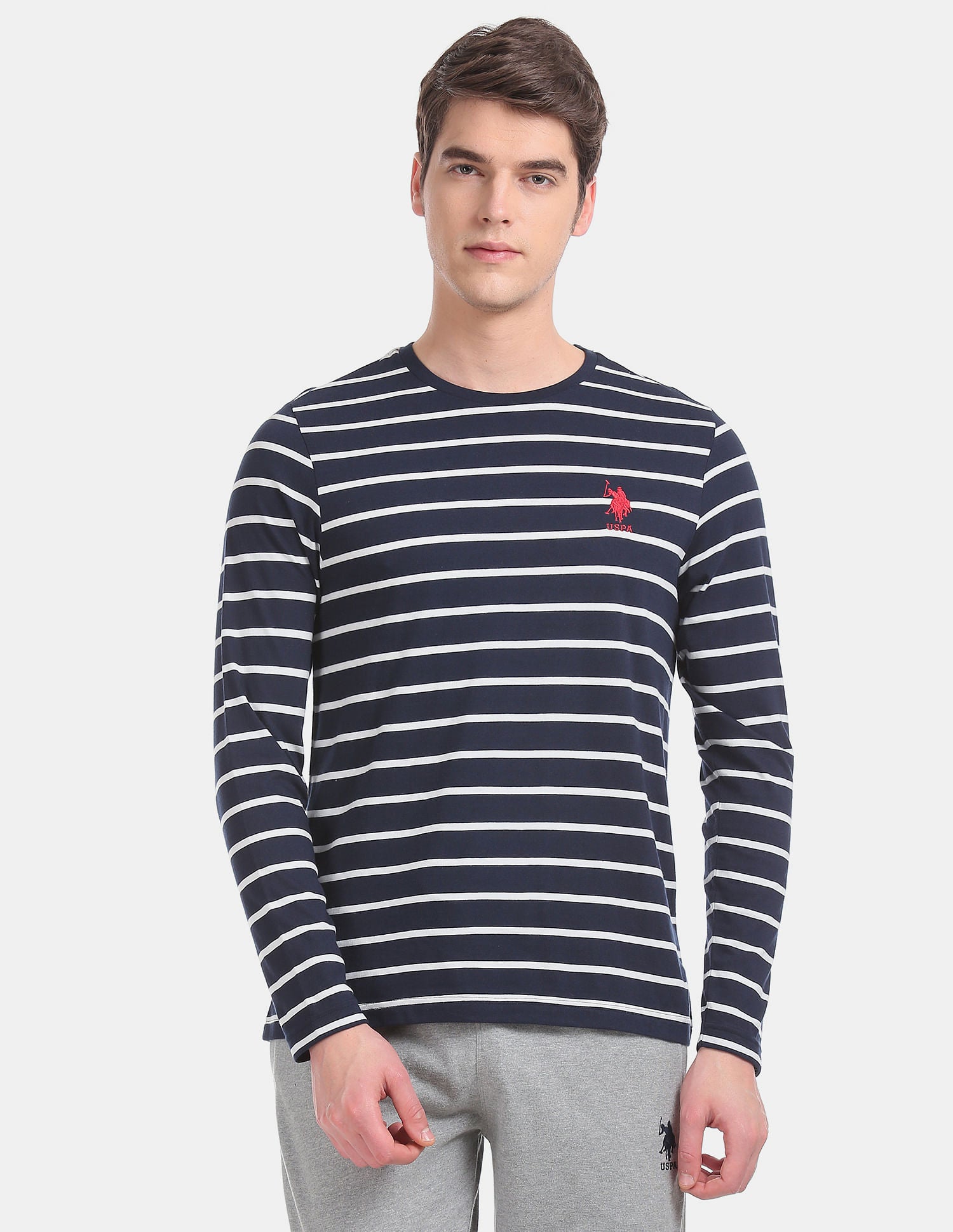 Comfort Fit Stripe Cotton I689 Lounge T-Shirt - Pack Of 1 Navy - U.S. POLO ASSN. | Large