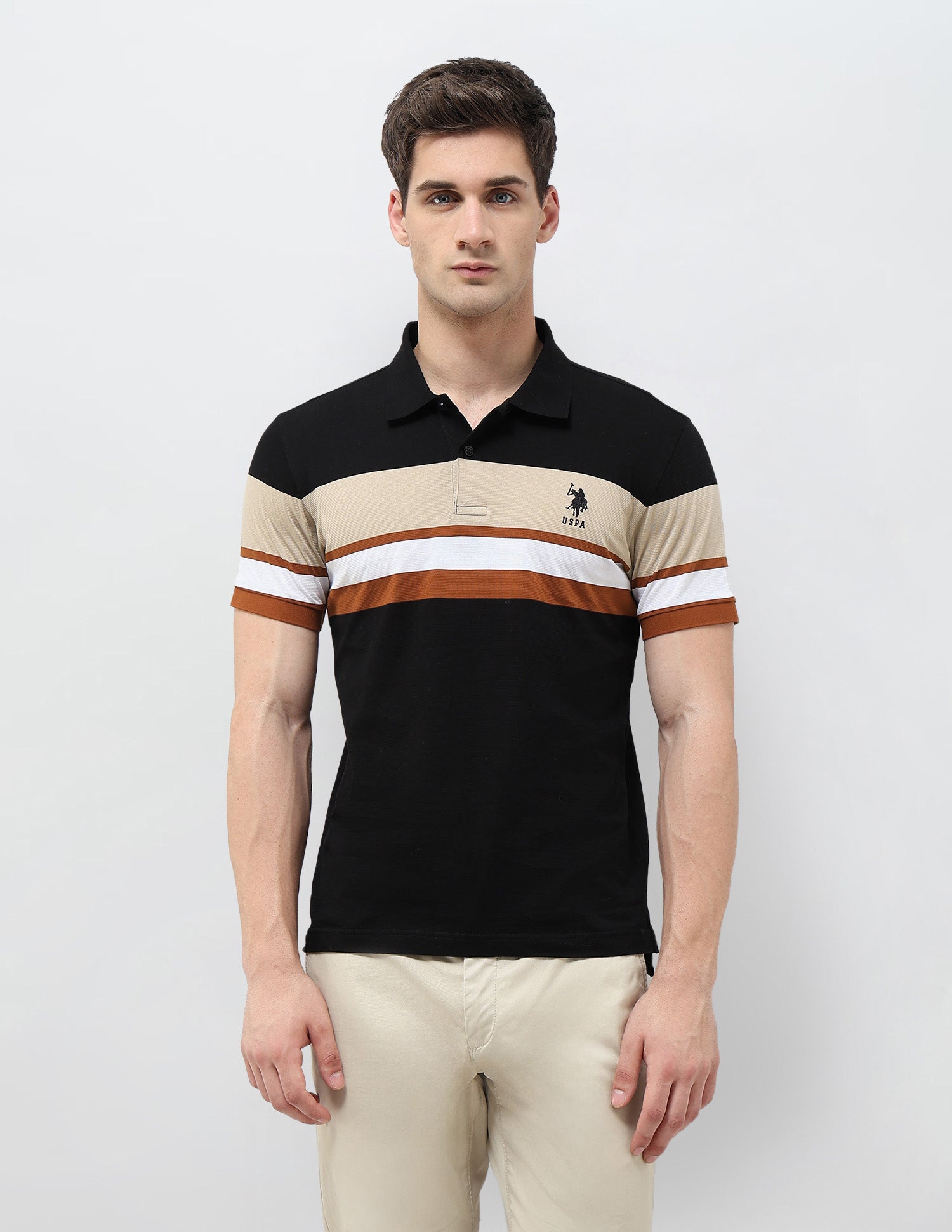 Colourblocked Slim Fit Polo Shirt Black - U.S. POLO ASSN. | Large