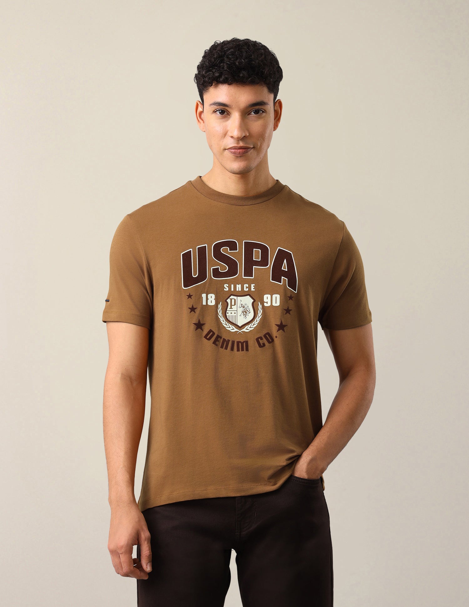 Graphic Brand Printed Slim Fit T-Shirt Bronze - U.S. Polo Assn. India | Large