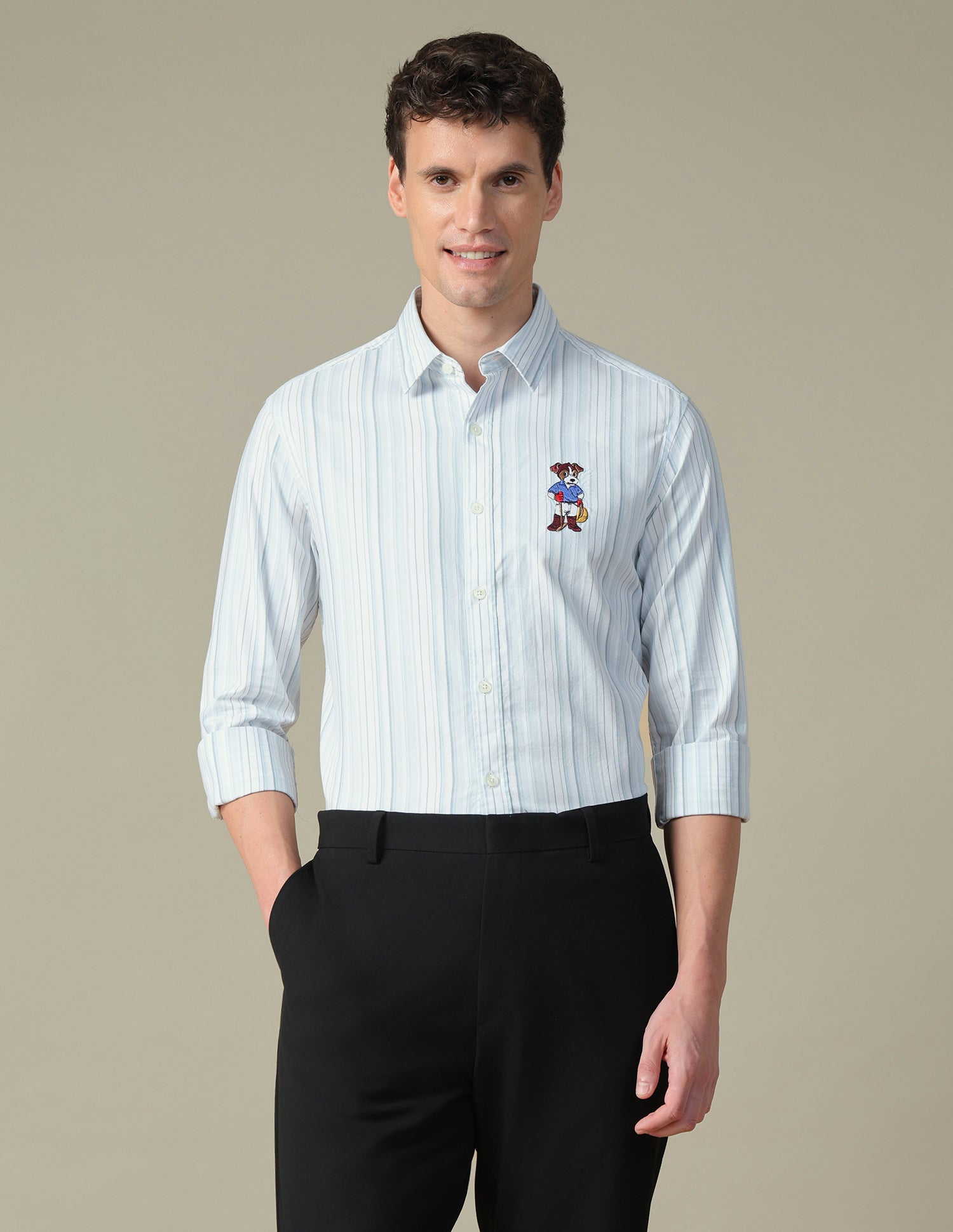 Vertical Striped Twill Shirt Teal - U.S. Polo Assn. India | Large