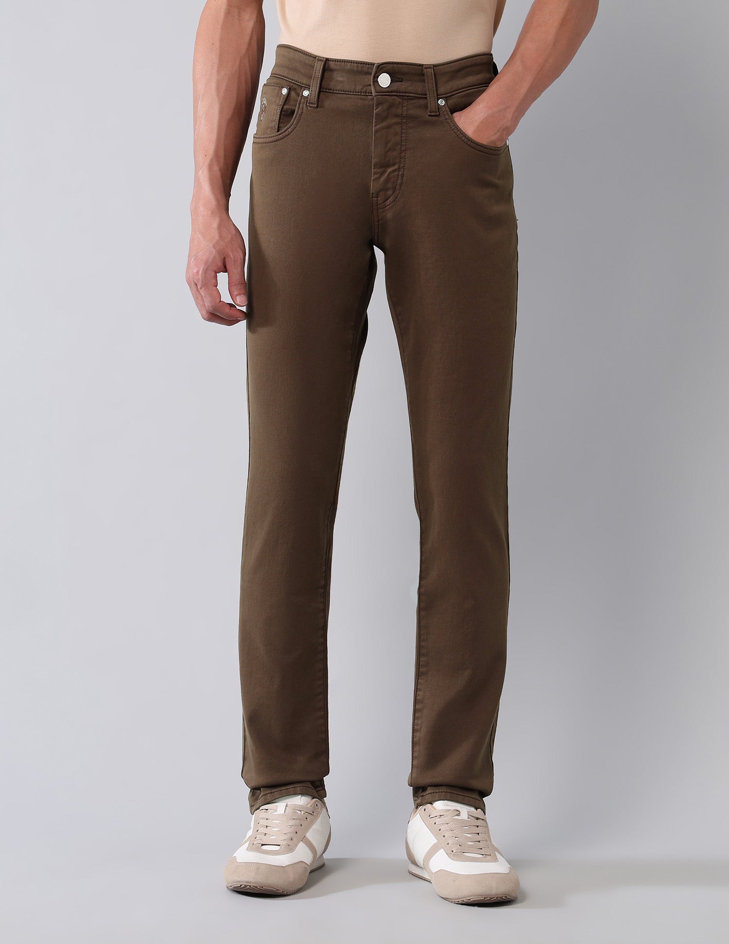 Brandon Slim Tapered Fit Brown Jeans Brown - U.S. Polo Assn. India | Large