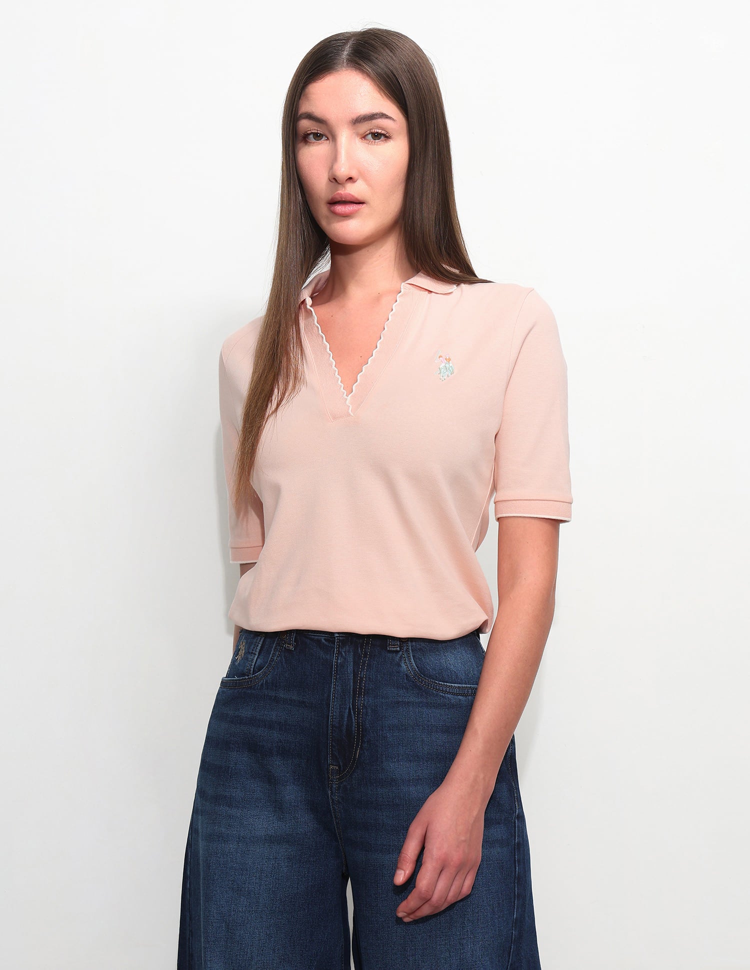 Regular Fit Textured Polo Shirt Light Pink - U.S. Polo Assn. India | Large