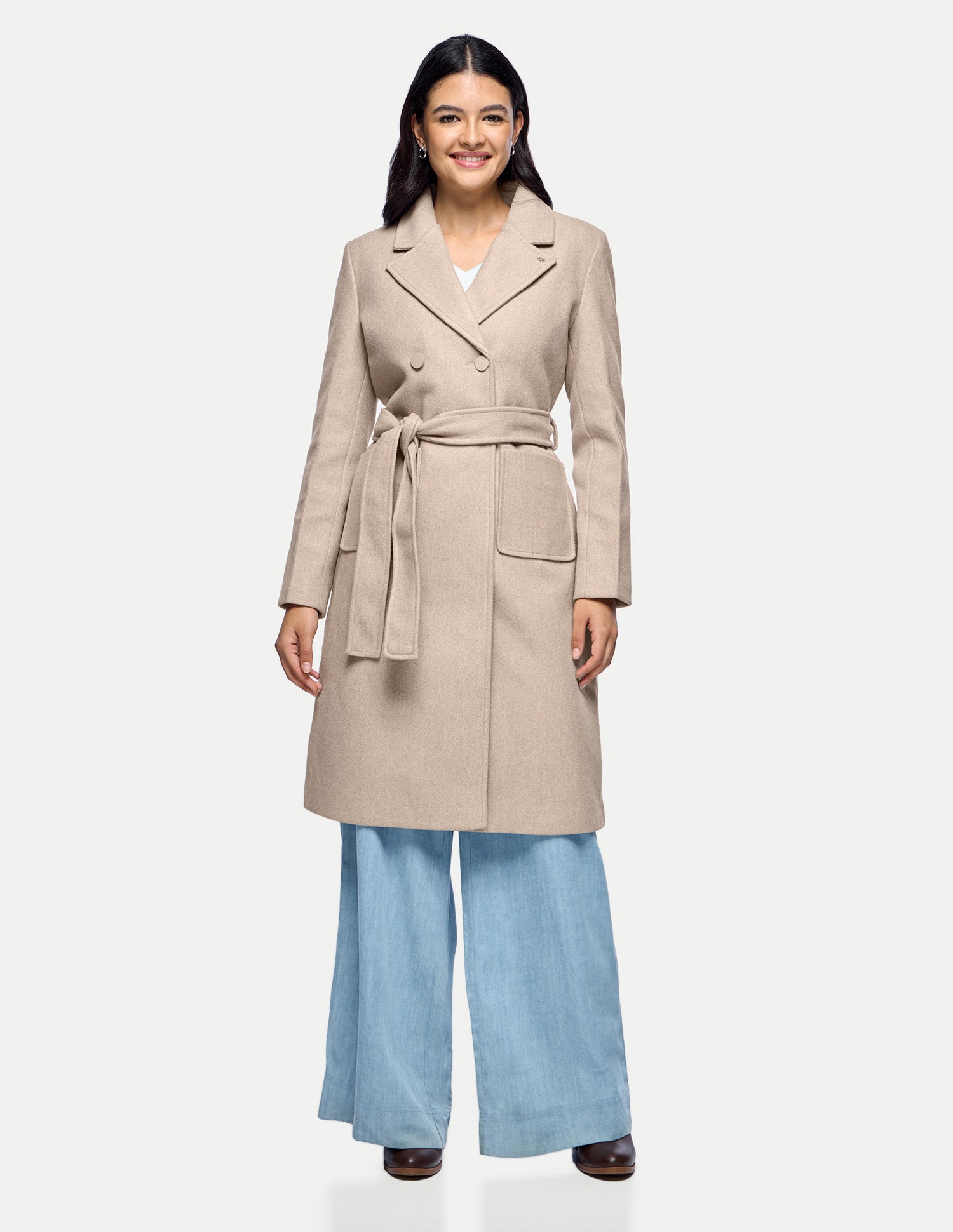 Long Jacket Waist Tie Up Jacket Beige - U.S. Polo Assn. India | Large