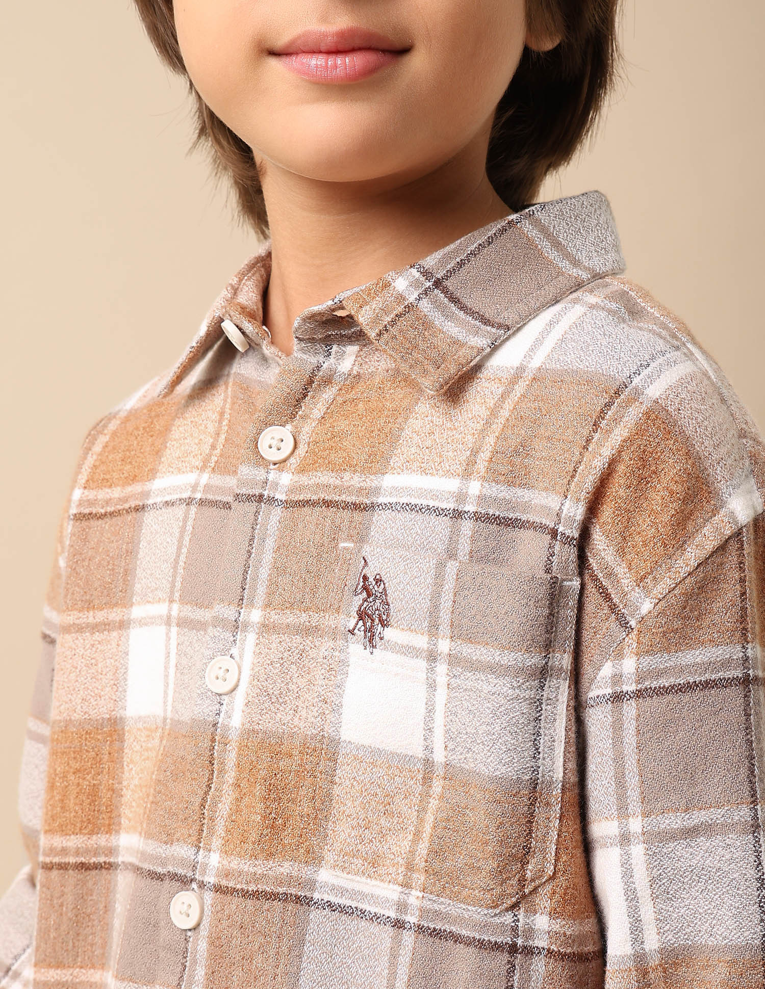 Boys All Over Printed Regular Fit Shirt Off White - U.S. Polo Assn. India | Large