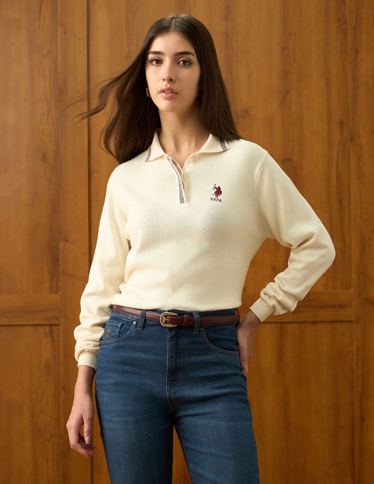 Regular Fit Solid Sweater White - U.S. Polo Assn. India | Large