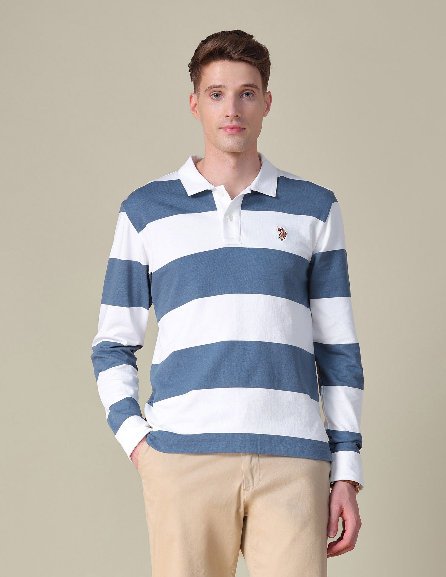 Horizontal Striped Slim Fit Polo Shirt Blue - U.S. POLO ASSN. | Large