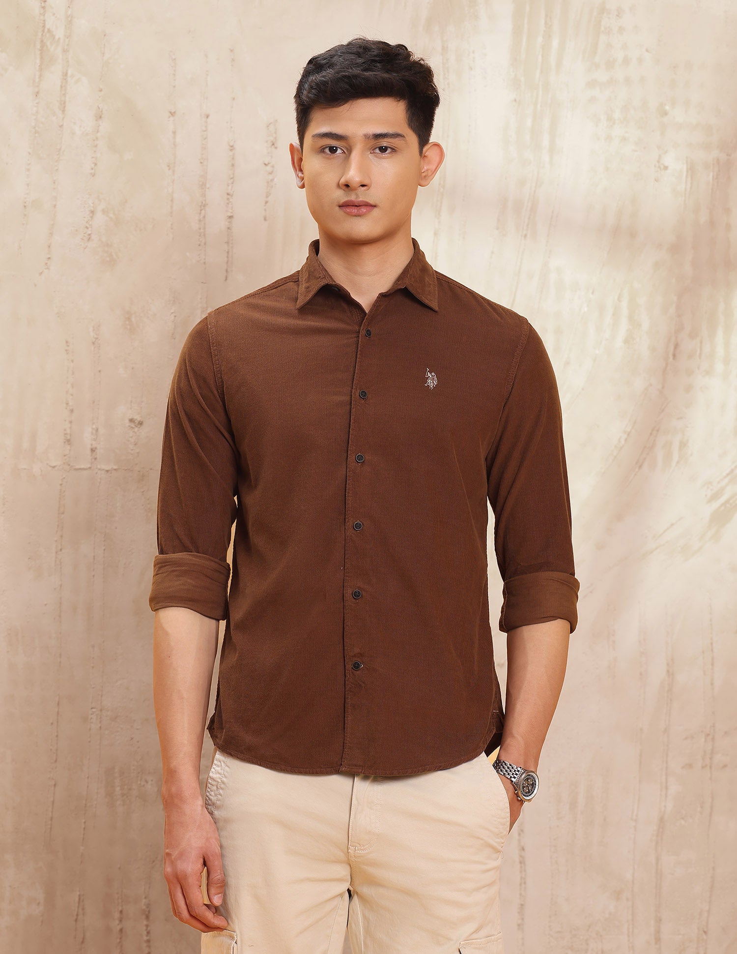 Pure Cotton Slim Fit Shirt Rust - U.S. POLO ASSN. | Large