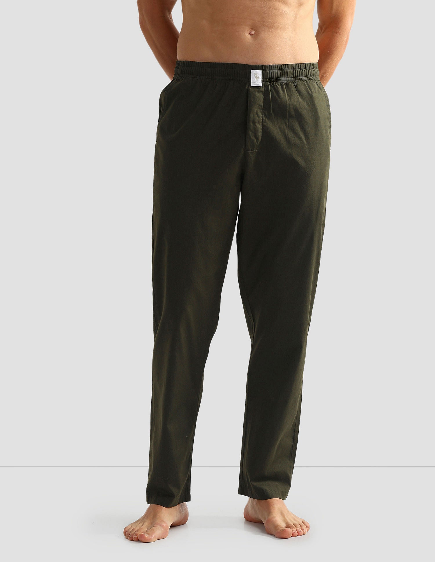 Mid Rise Solid OELP6 Lounge Track Pants - Pack Of 1 Green - U.S. POLO ASSN. | Large