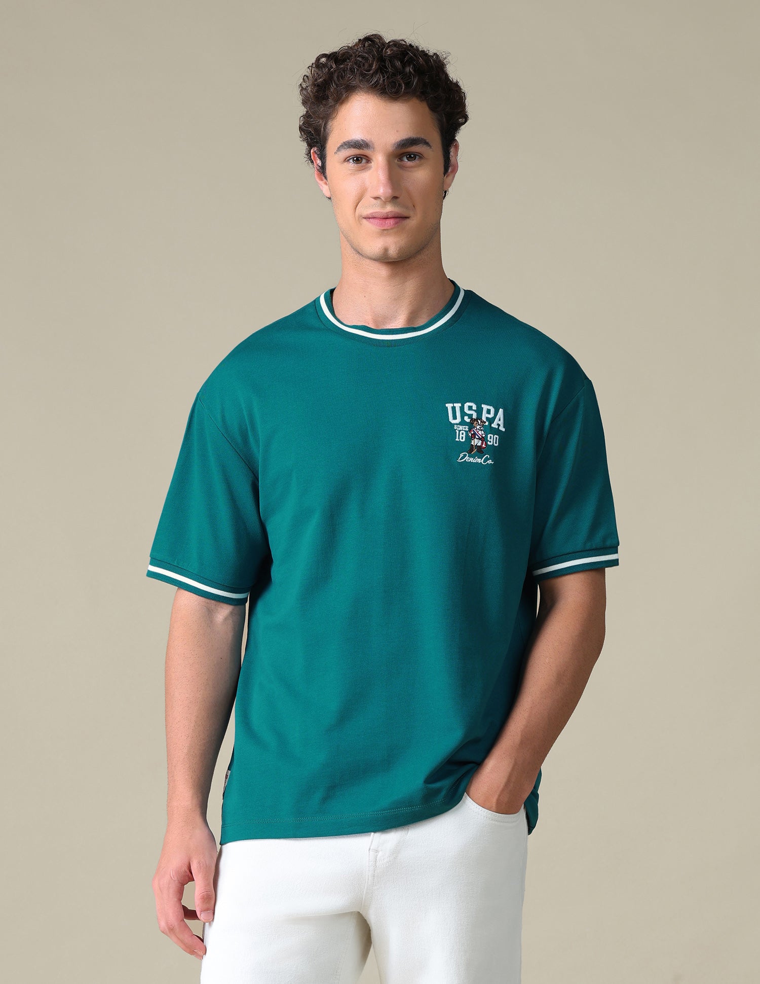 Relaxed Fit Solid T-Shirt Teal - U.S. Polo Assn. India | Large