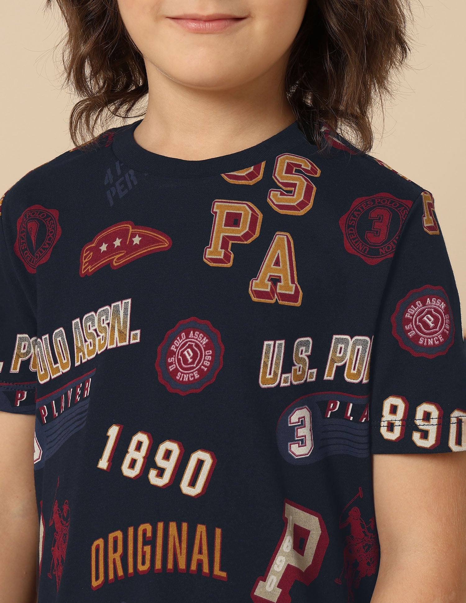 Boys Graphic Printed Pure Cotton T Shirt Navy - U.S. POLO ASSN. | Large