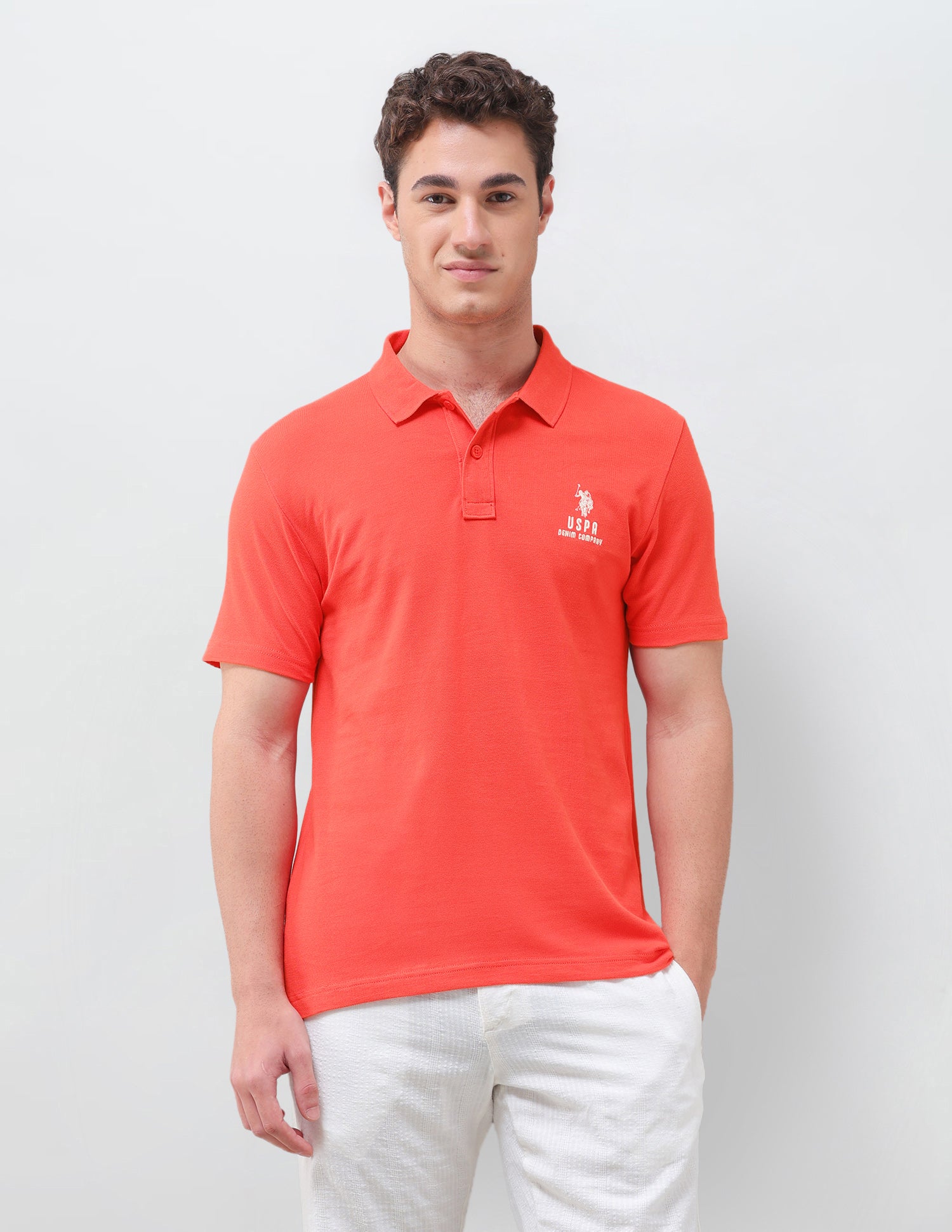Solid Slim Fit Polo Shirt Red - U.S. Polo Assn. India | Large