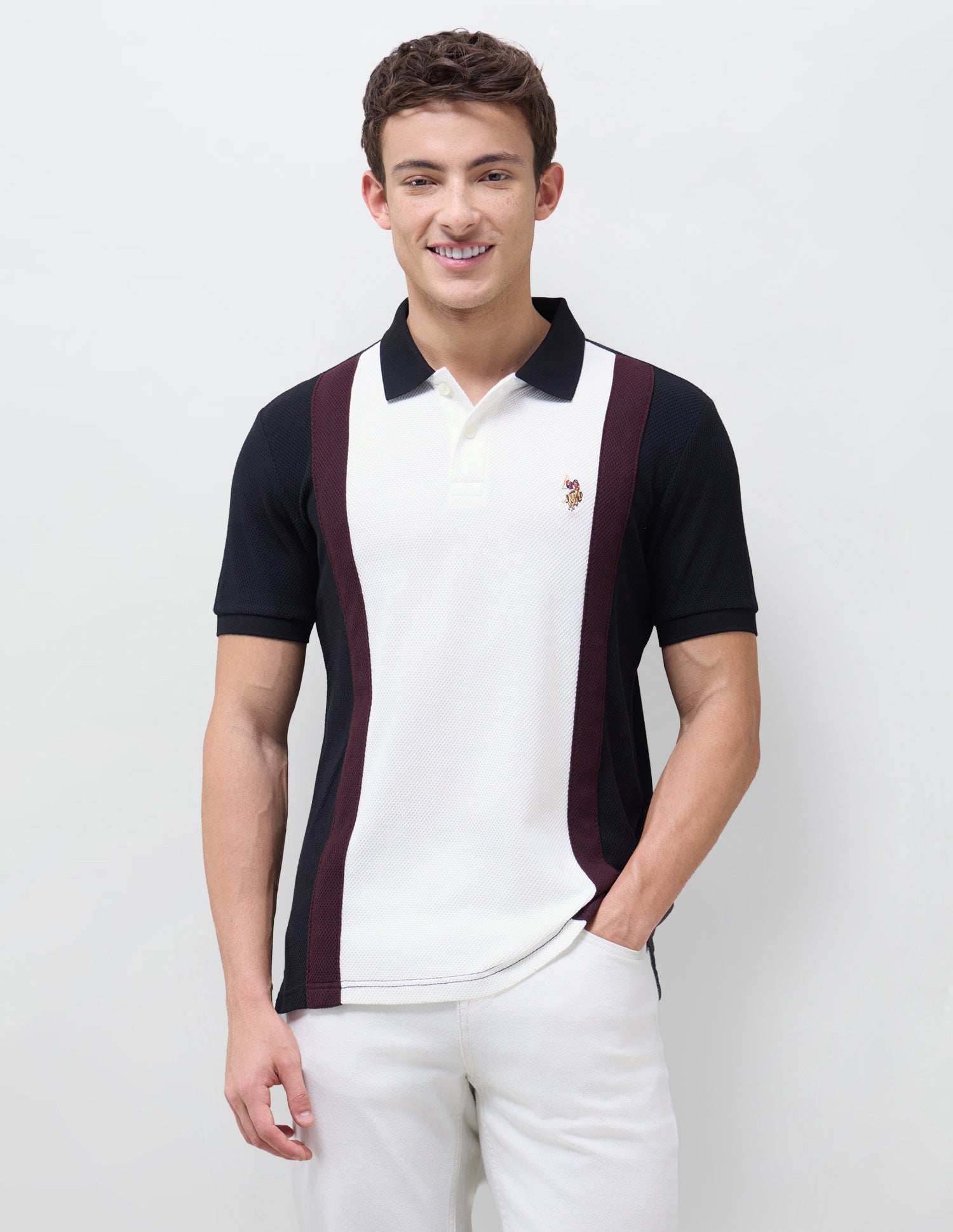 Colourblocked Muscle Fit Polo Shirt Black - U.S. Polo Assn. India | Large