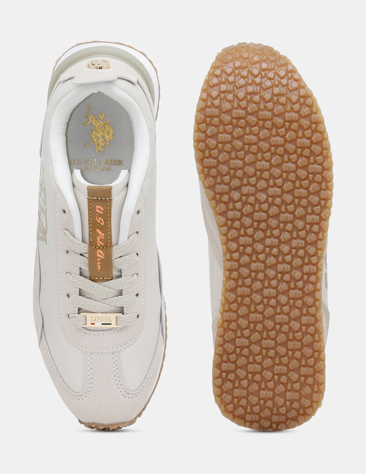Women Esme Round Toe Lace Ups Sneakers Beige - U.S. Polo Assn. India | Large