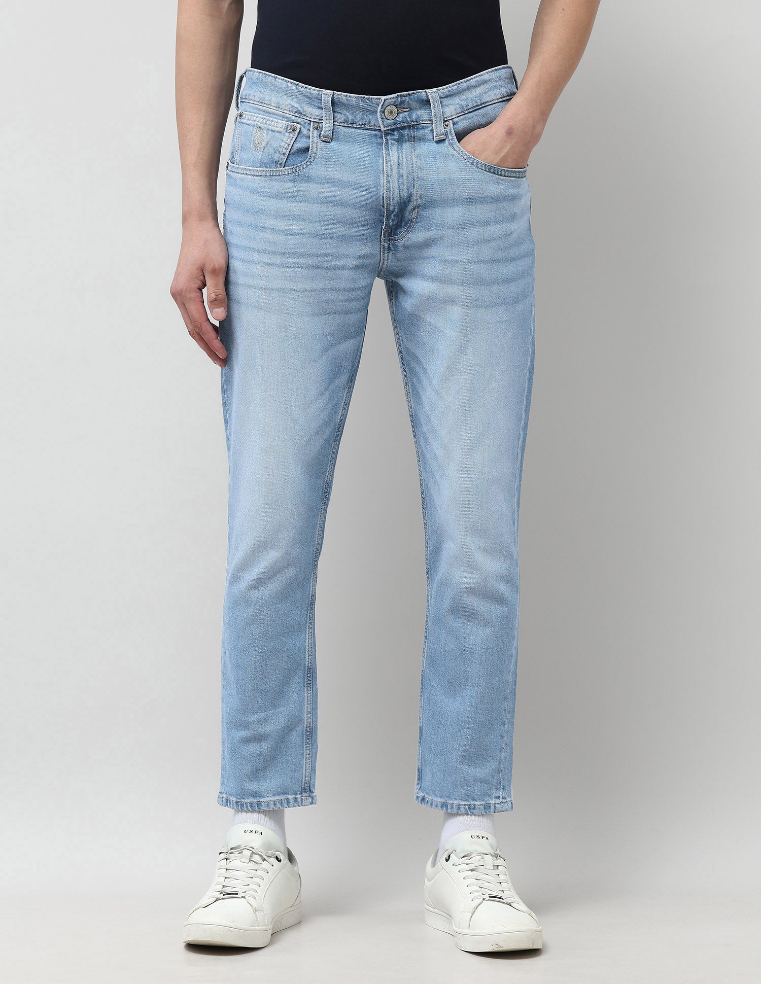 Cole Comfort Cropped Fit Blue Jeans Rags Wash - U.S. POLO ASSN. | Large