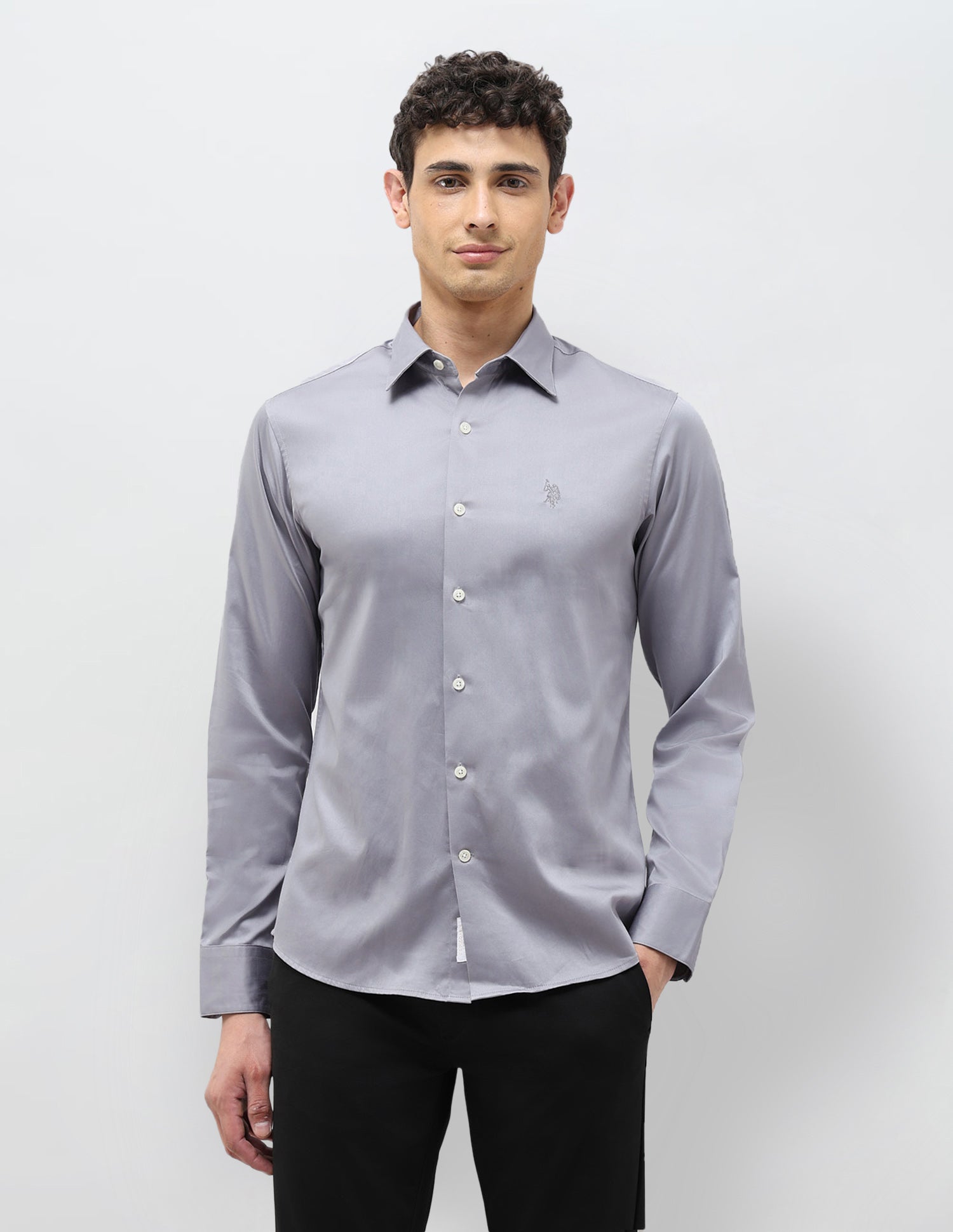 Satin Tailored Fit Shirt Grey - U.S. POLO ASSN. | Large