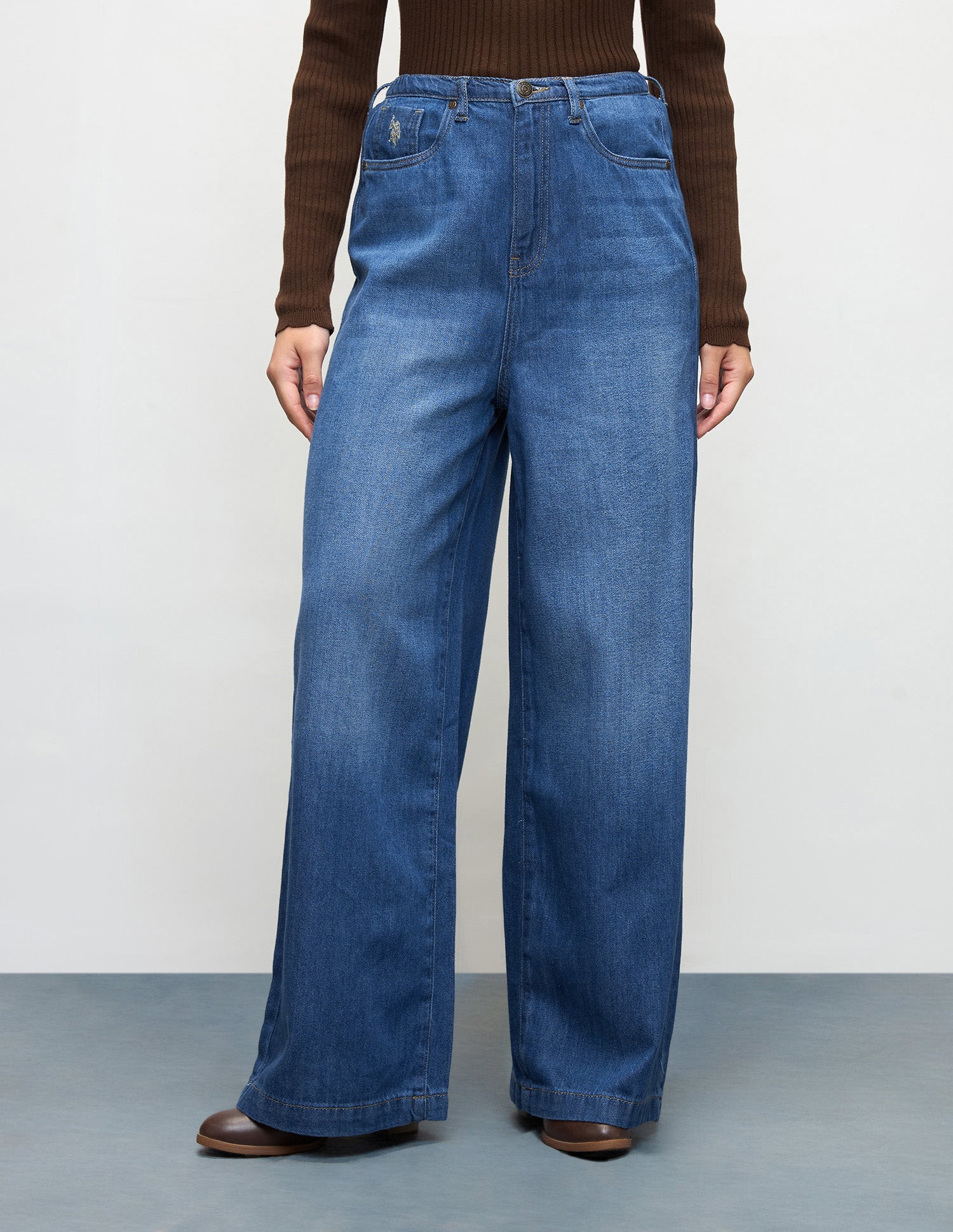 Wide Leg Fit Blue Jeans Dark Blue - U.S. Polo Assn. India | Large